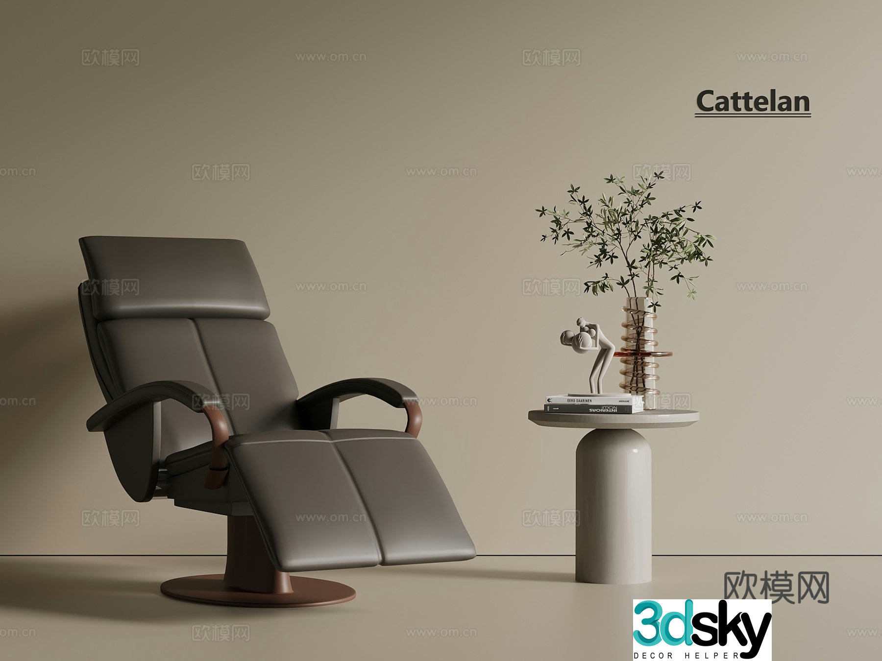New Chinese style light luxury leisure chair leather chair sofa chair wooden chair 3d model