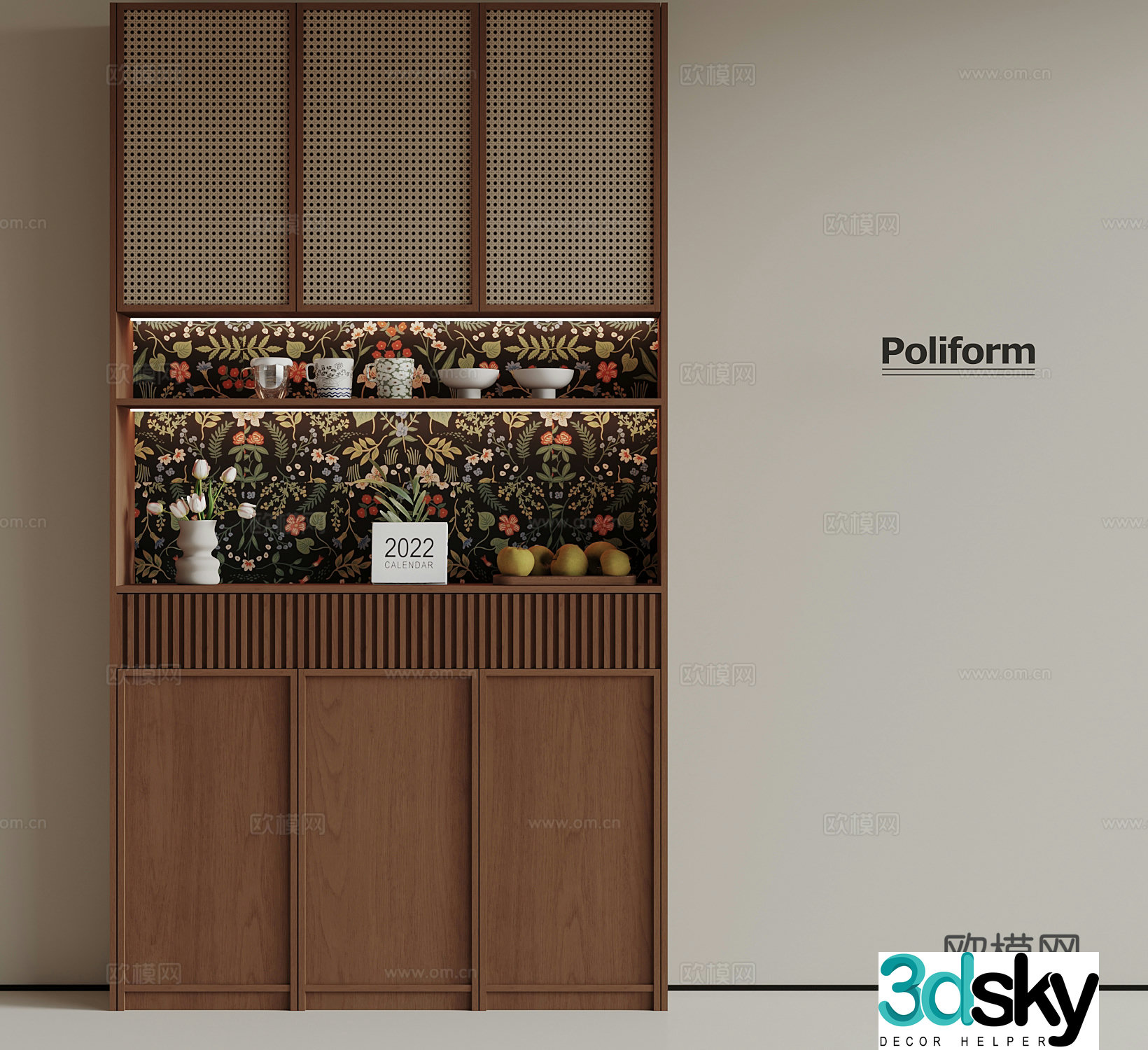 Middle-aged style porch cabinet sideboard porch shoe cabinet 3D model