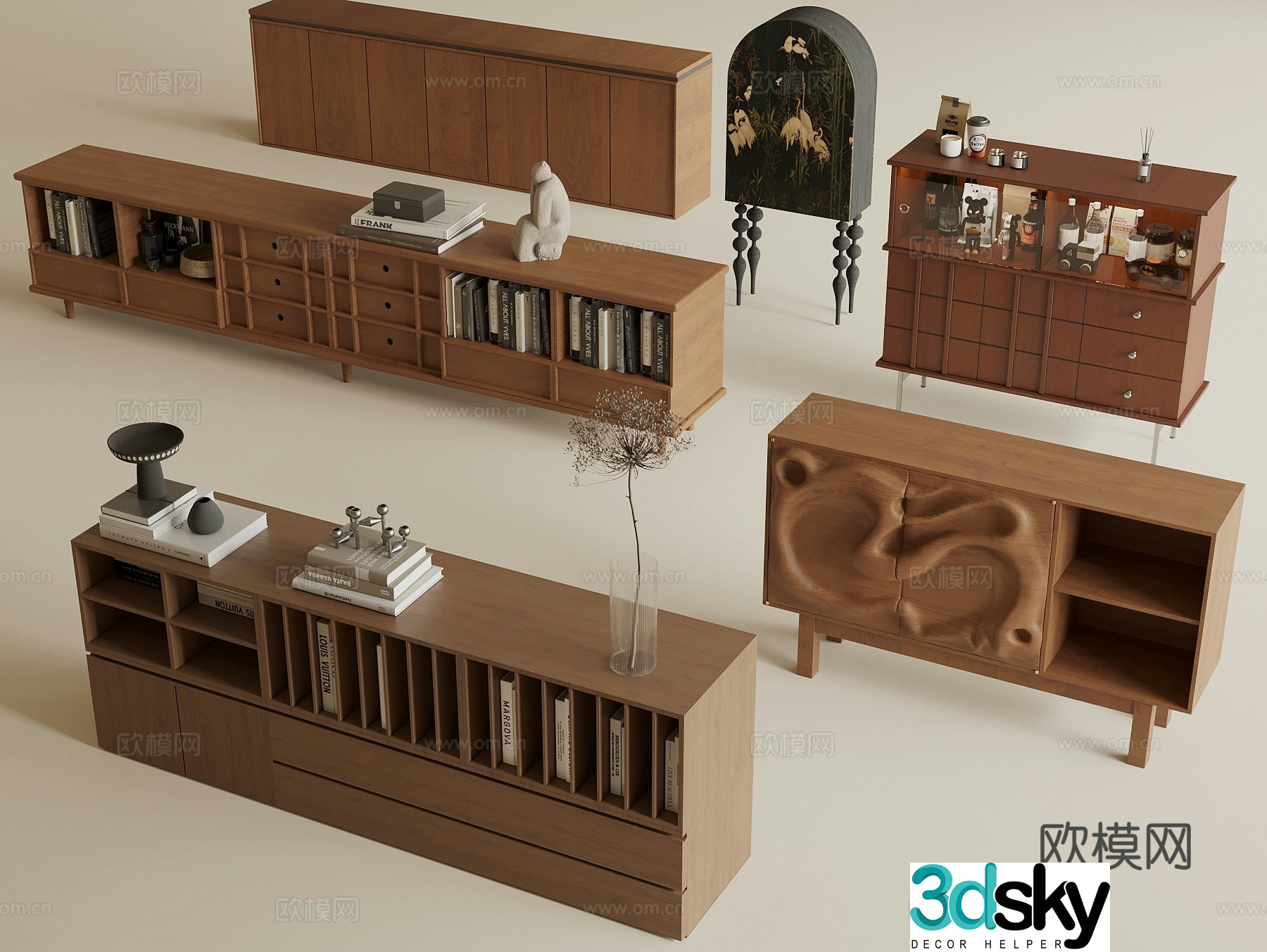 Middle-aged side cabinet TV cabinet entrance cabinet 3D model