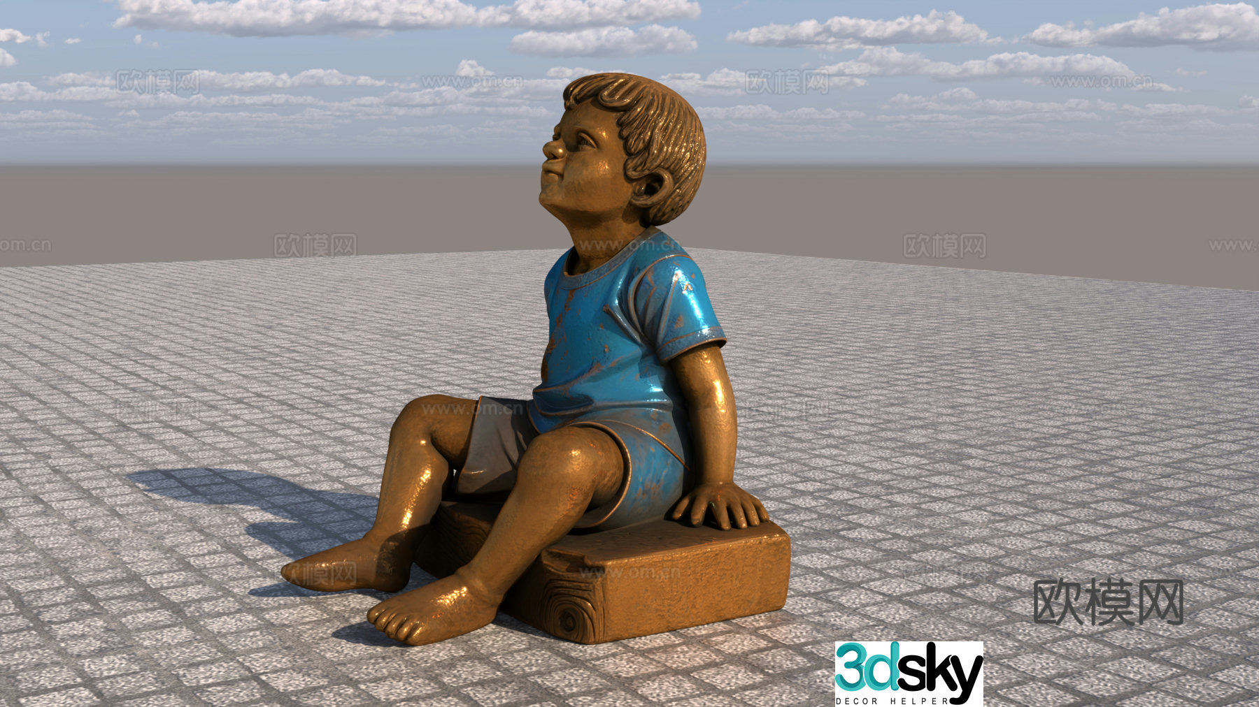 3D model of kids bronze statue