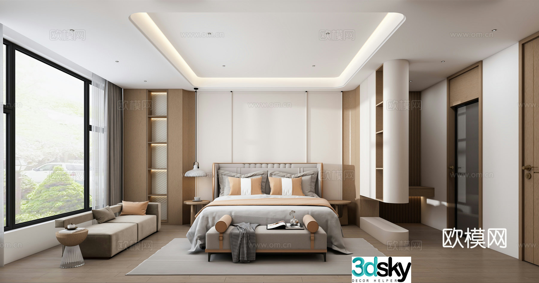 Modern light luxury bedroom 3d model