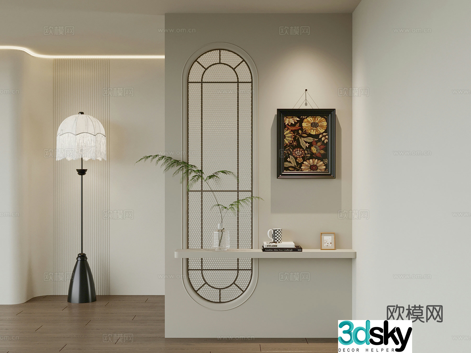 06 French entrance partition floor lamp decorative painting 3D model