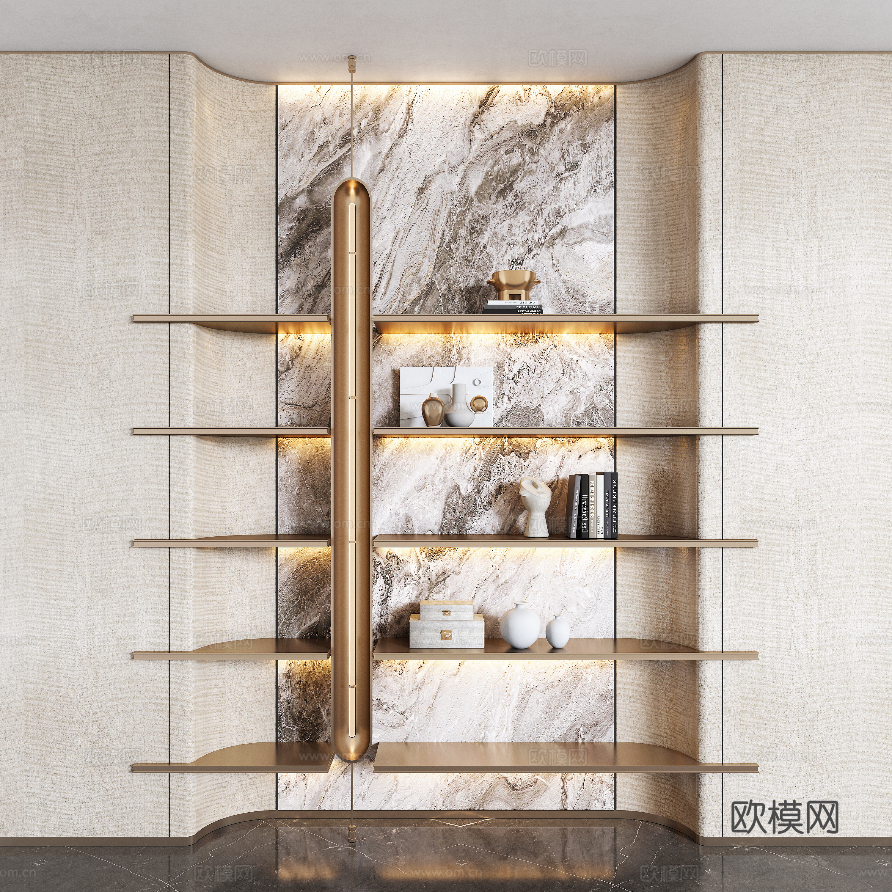 Modern Italian light luxury shelf 3D model