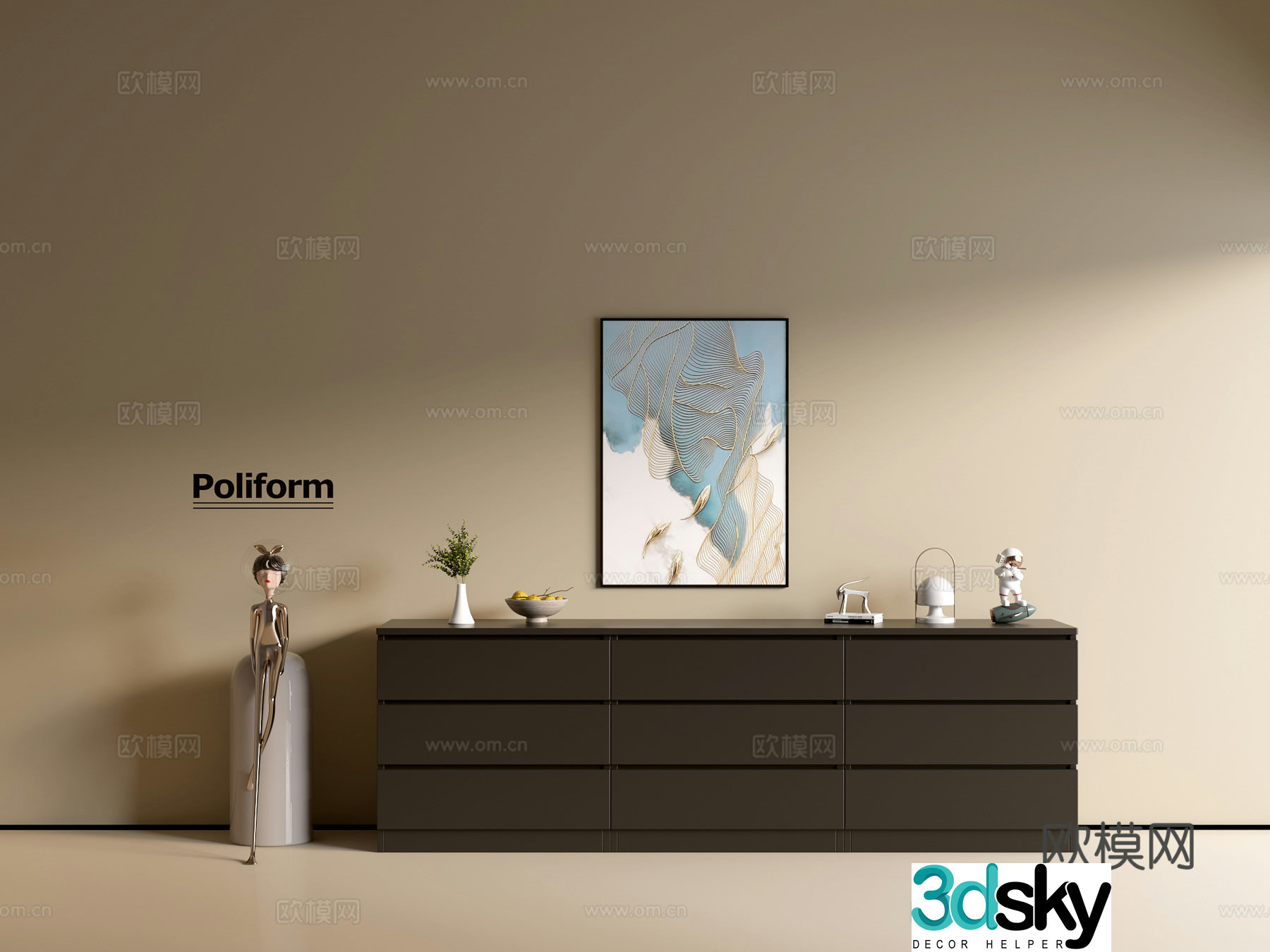 Modern black cabinet ins wind side cabinet chest cabinet low cabinet whole cabinet dining side cabinet balcony cabinet 3d model