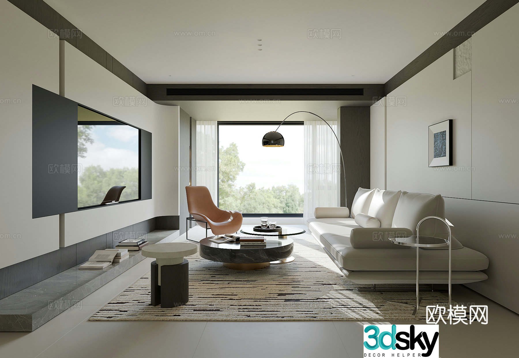 Modern home living room 3d model