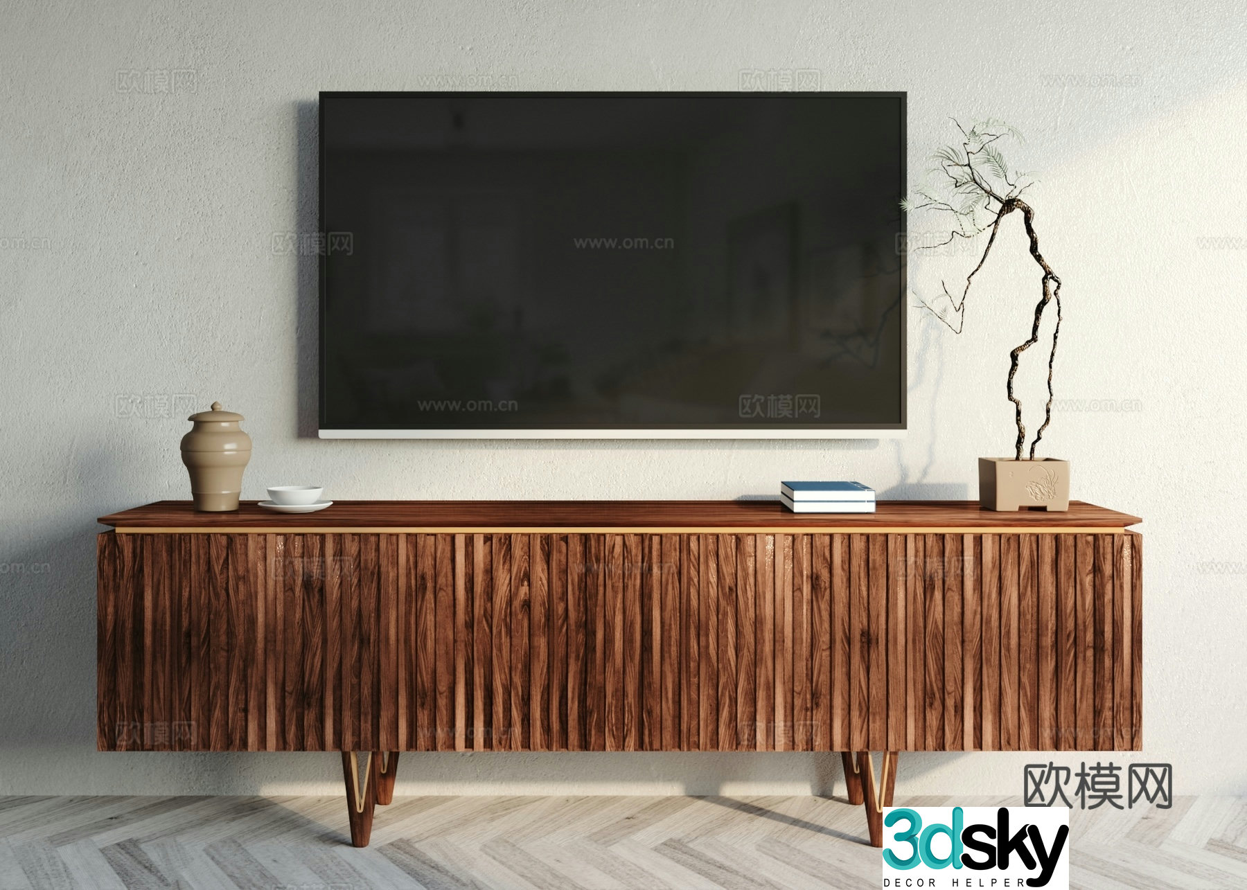 New Chinese TV cabinet ornament combination 3D model