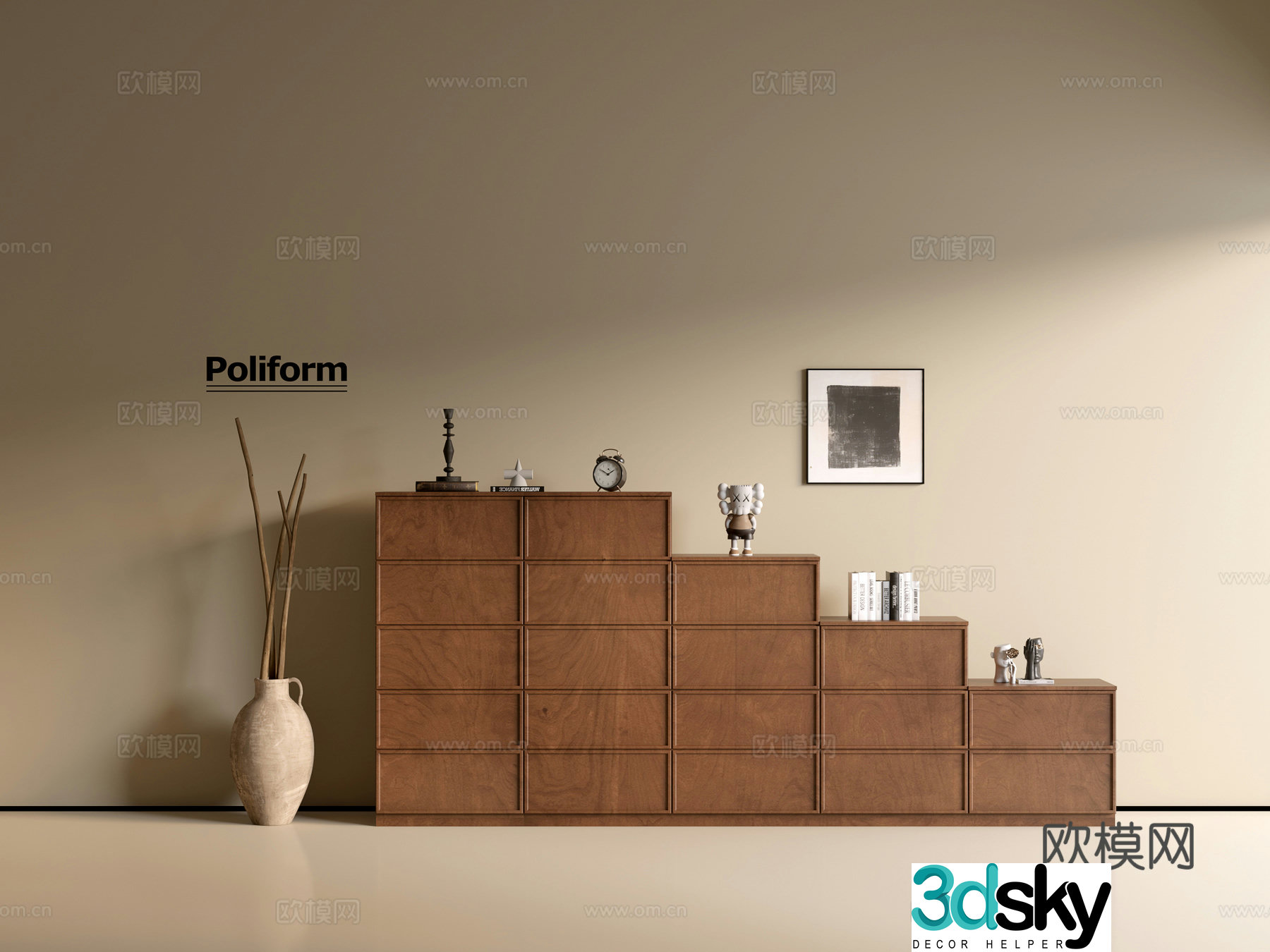 Modern wood grain cabinet ins wind minimalist wind cabinet whole cabinet sideboard balcony cabinet storage 3D model
