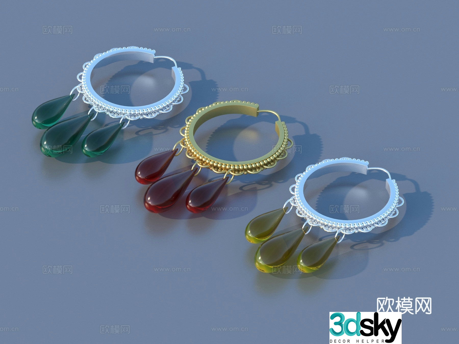 Gold bracelet Silver bracelet Jewelry 3D model