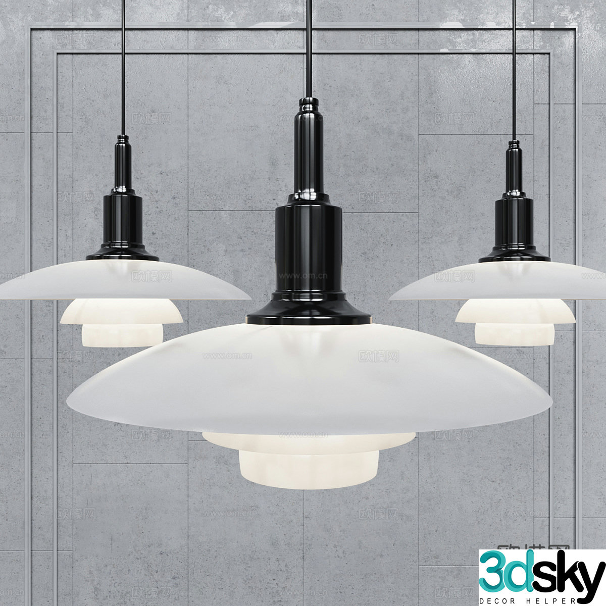 Modern Nordic disc glass decorative small chandelier 3d model
