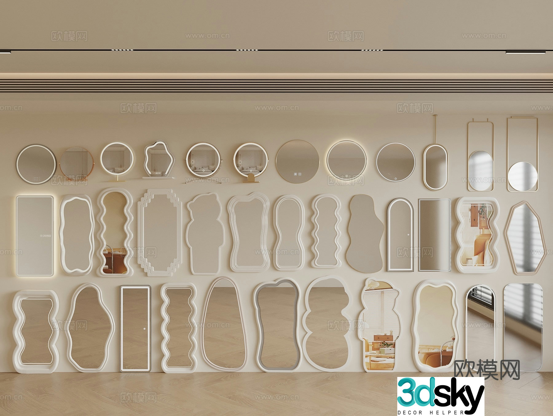 Mirror Full-body mirror Floor-standing mirror Dressing mirror Makeup mirror opposite sex mirror hanging mirror Decorative mirror 3D model