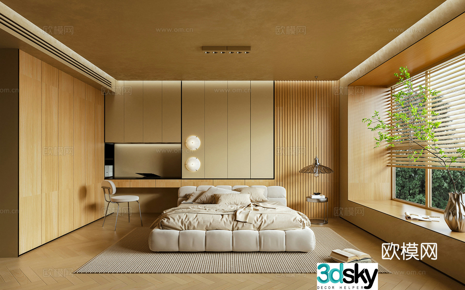 Log wind bedroom 3d model