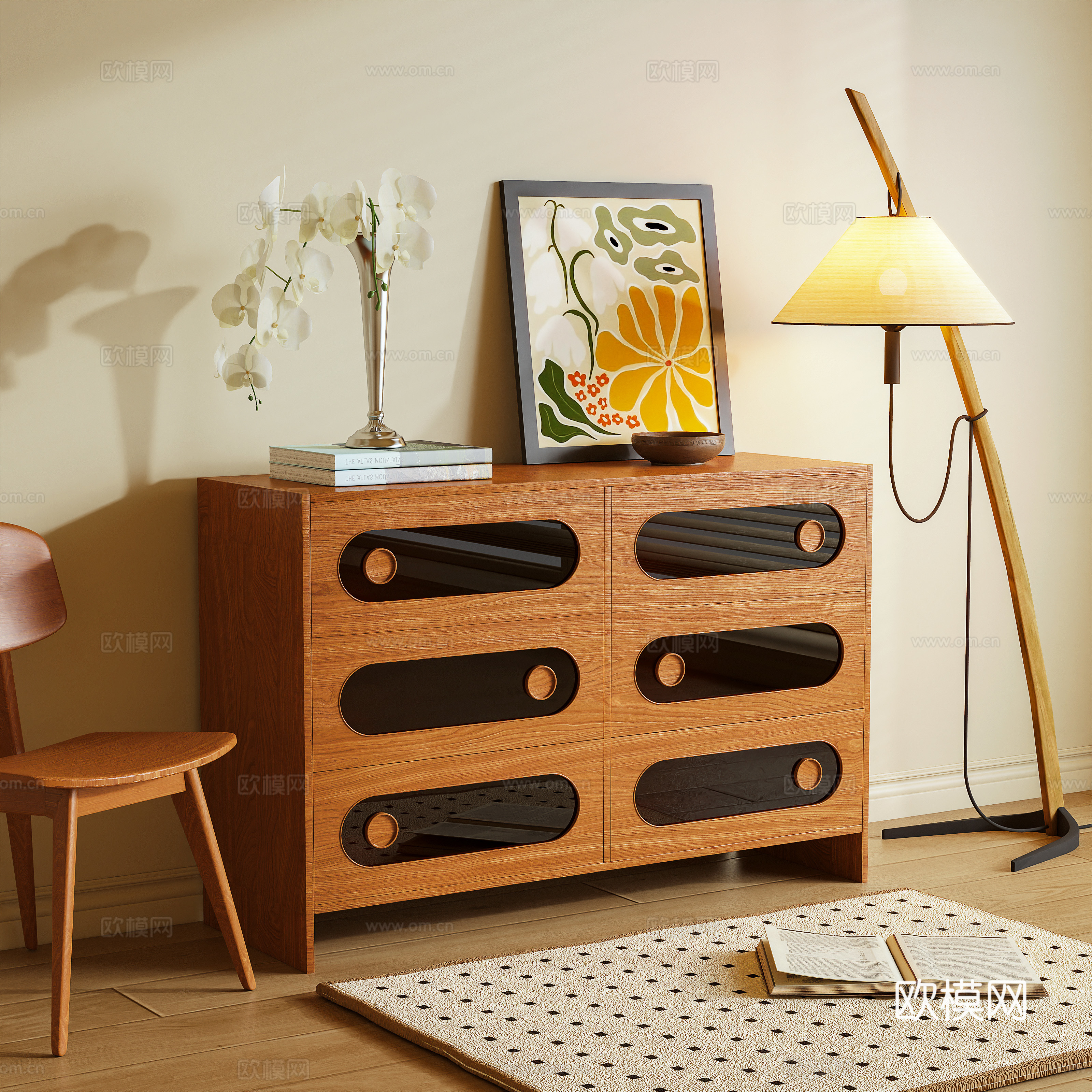 Middle-aged style entrance cabinet side cabinet tea cabinet side cabinet 3D model