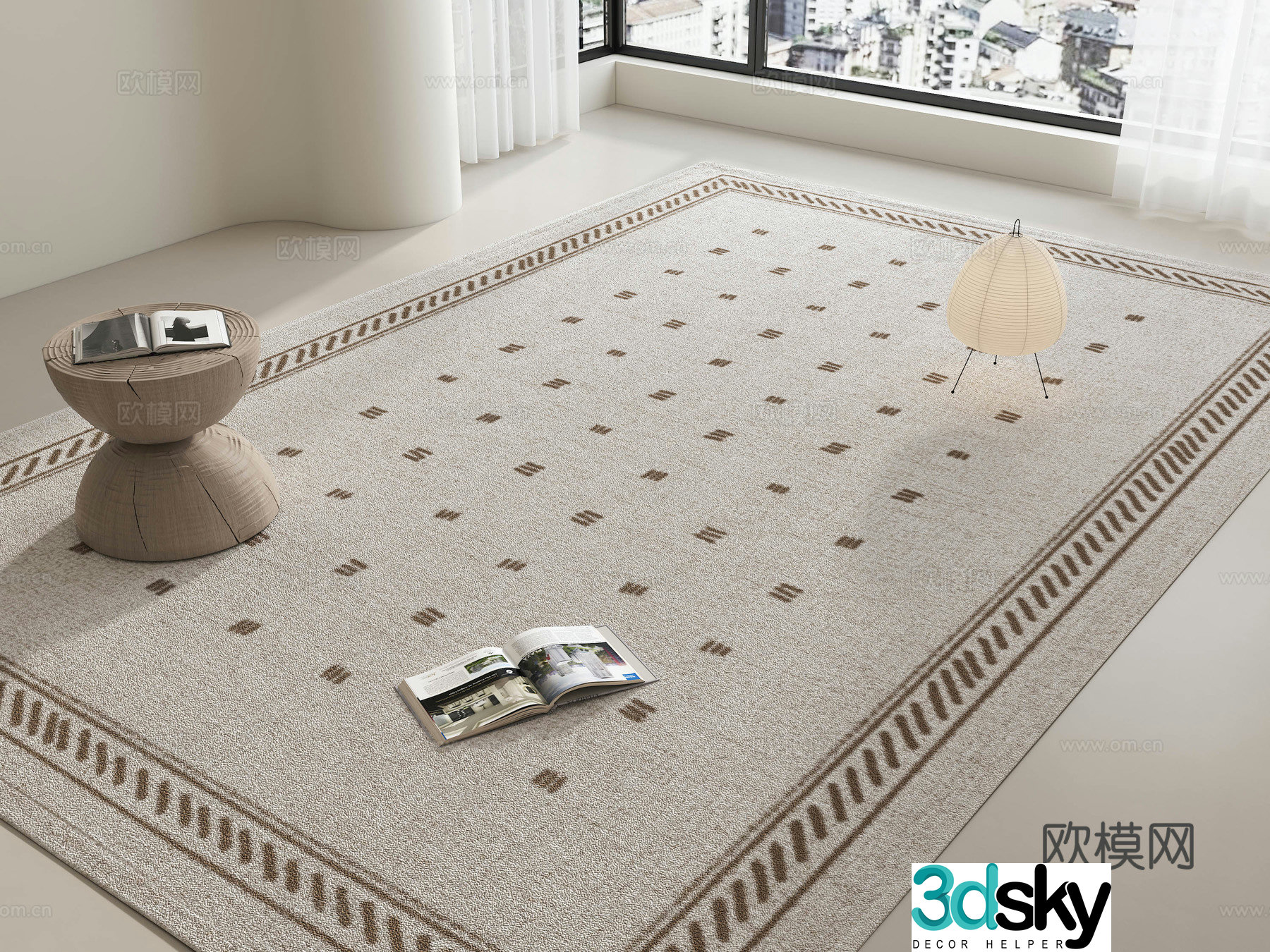 Carpet Medium style carpet Wasabi style carpet Cream style carpet Living room carpet Square carpet 3d model