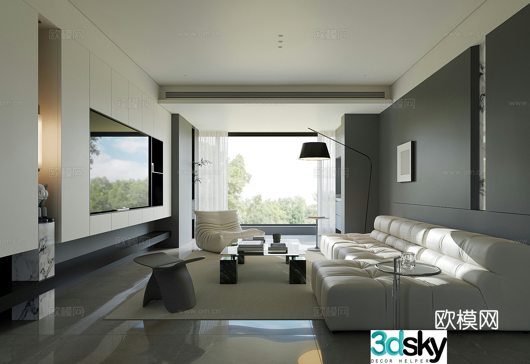 Modern home living room 3d model