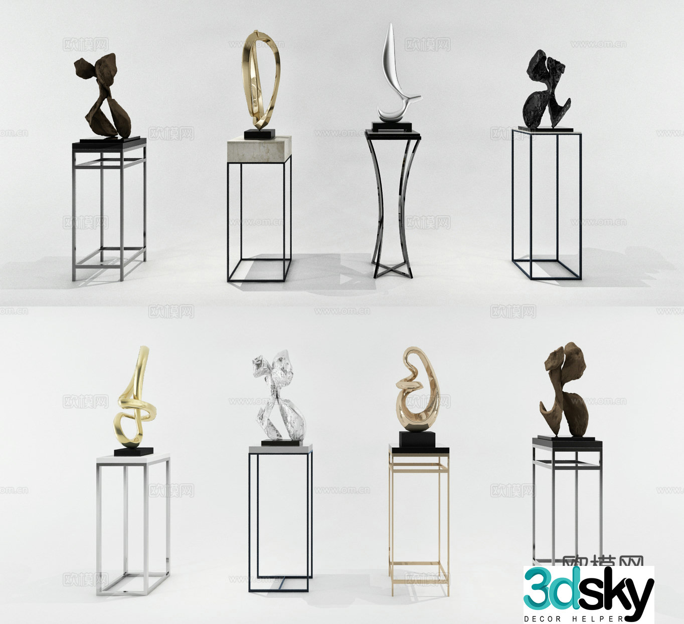 Modern decorative frame combination 3D model