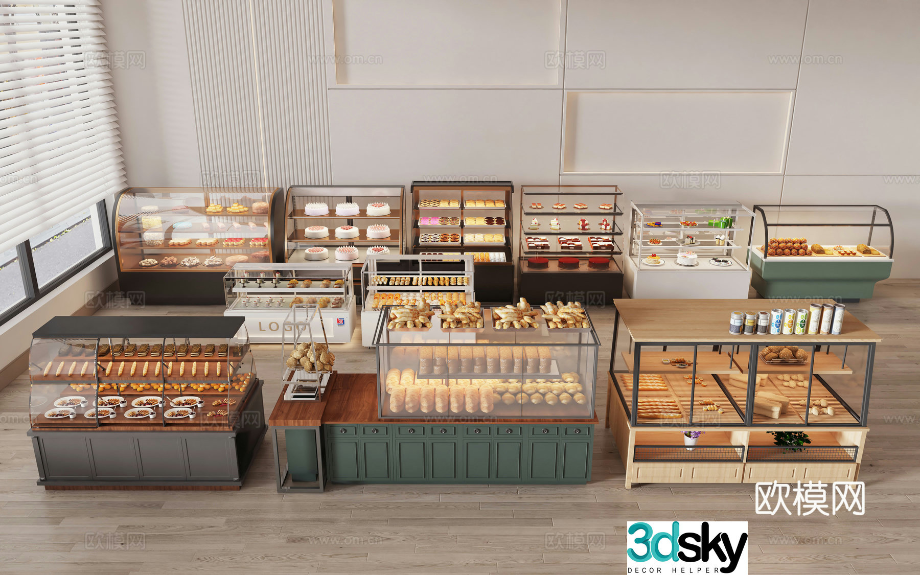 Dessert cake bakery bread cake display cabinet bakery store shelves dessert cake display rack 3d model