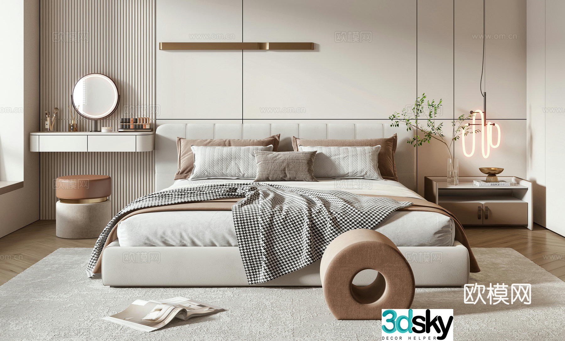 Minotti modern double bed 3d model