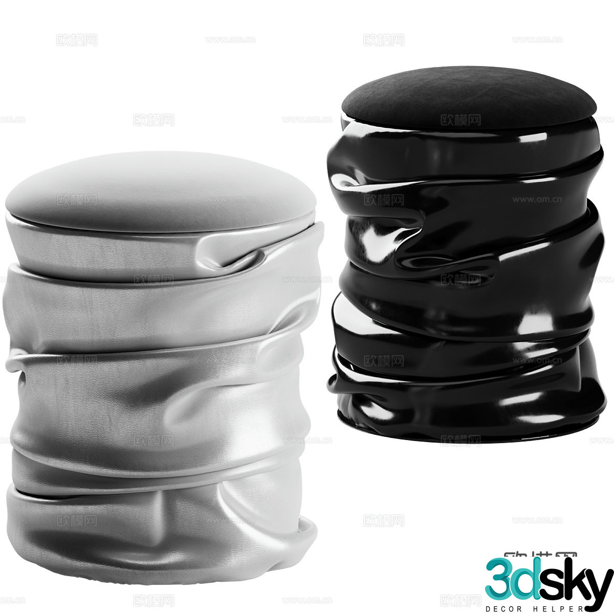 Modern minimalist barrel pouf 3D model