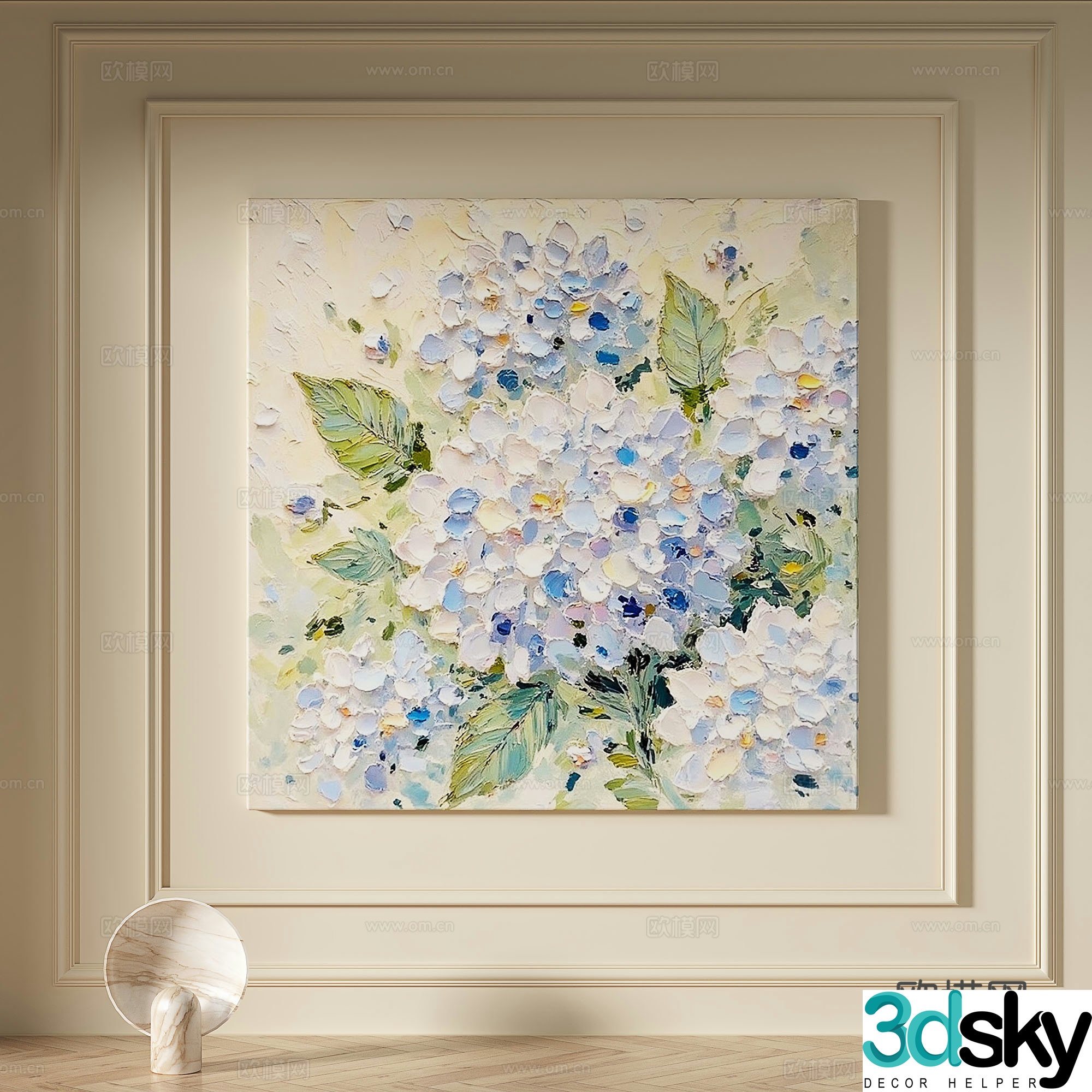 Modern creamy style light luxury wasabi texture simple abstract decorative painting 3d model