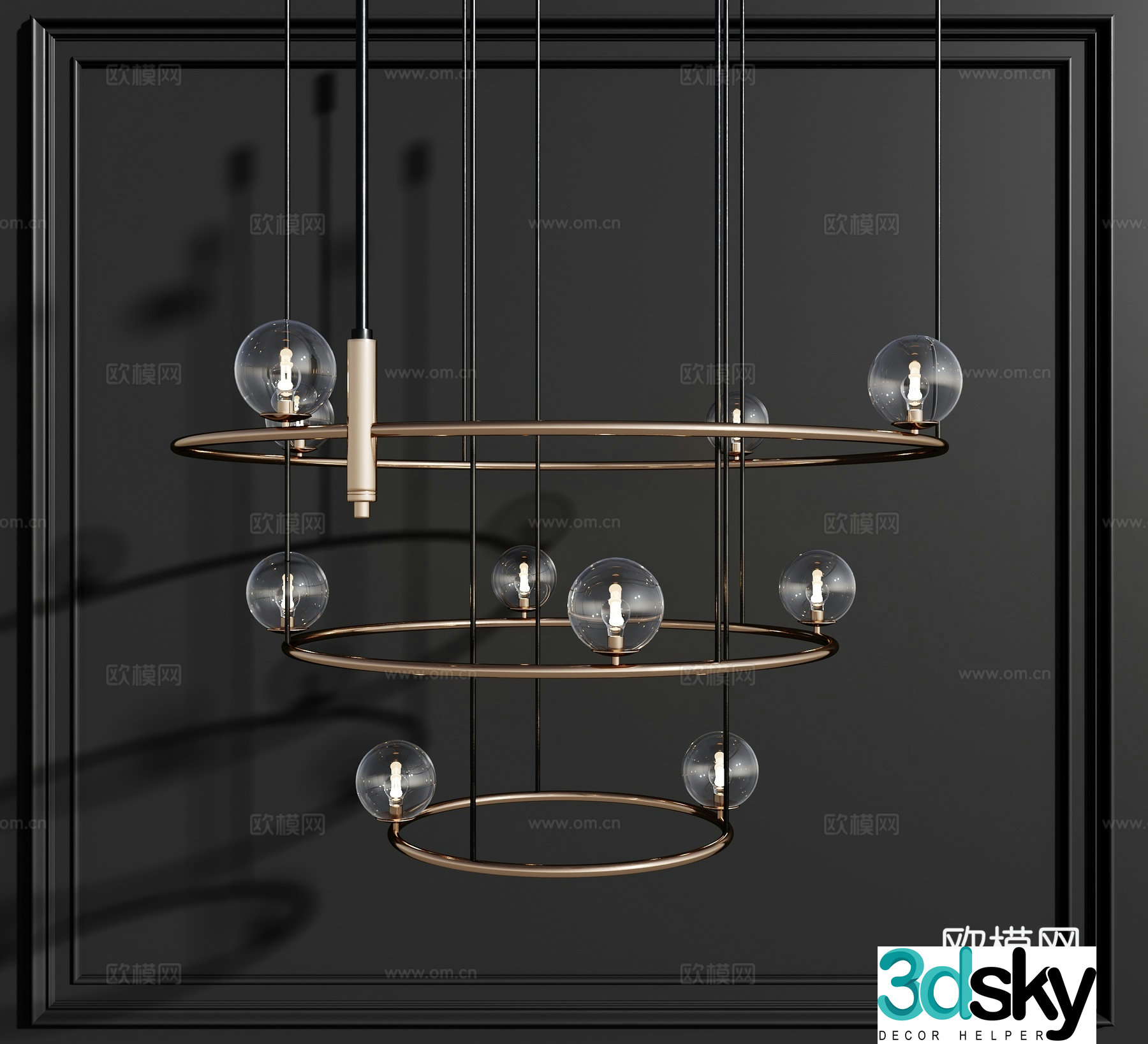 Modern chandelier circular chandelier bulb metal chandelier 3d model