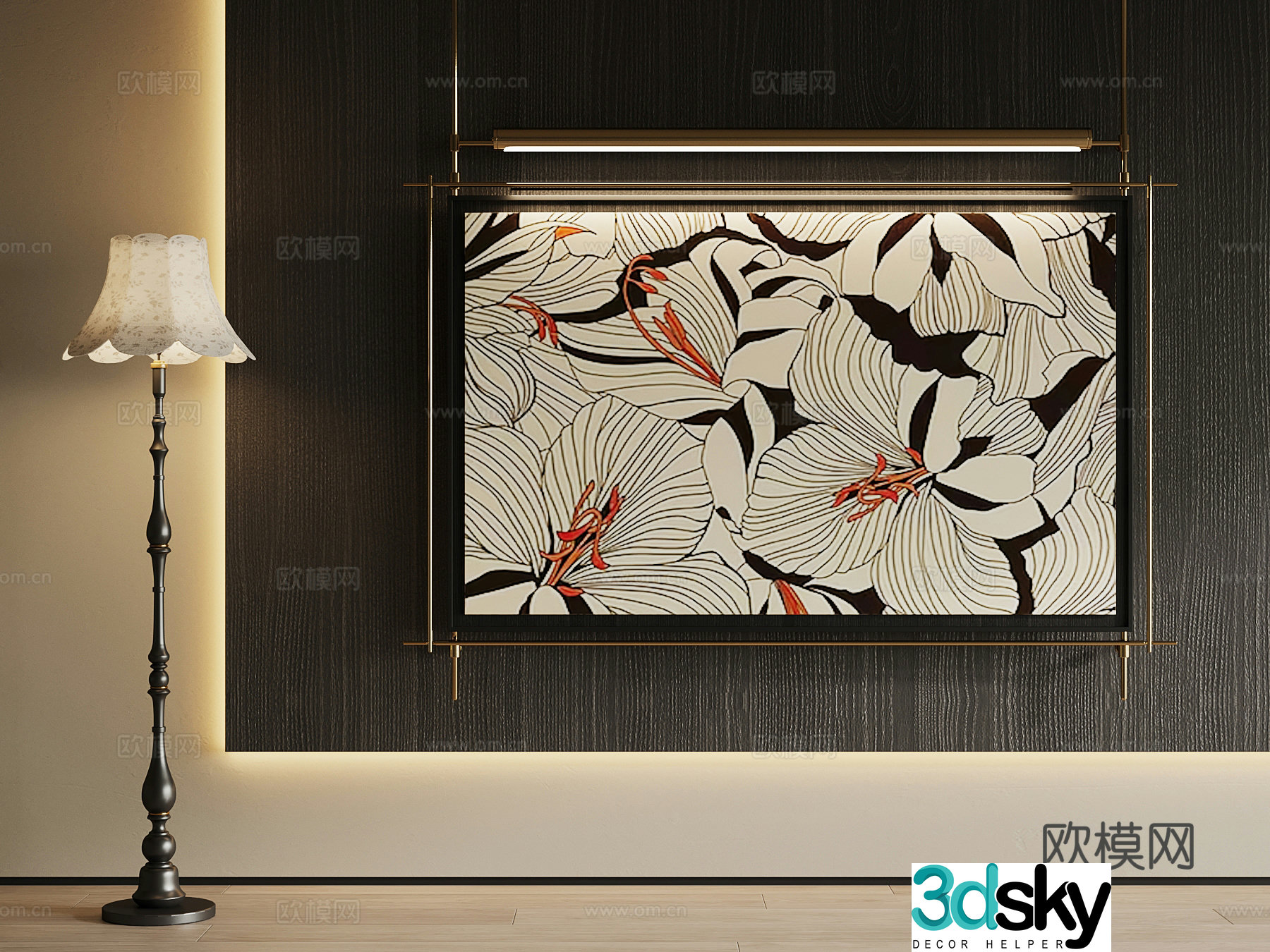 031 Decorative Painting French Retro Decorative Painting Art Drawing 3D Model