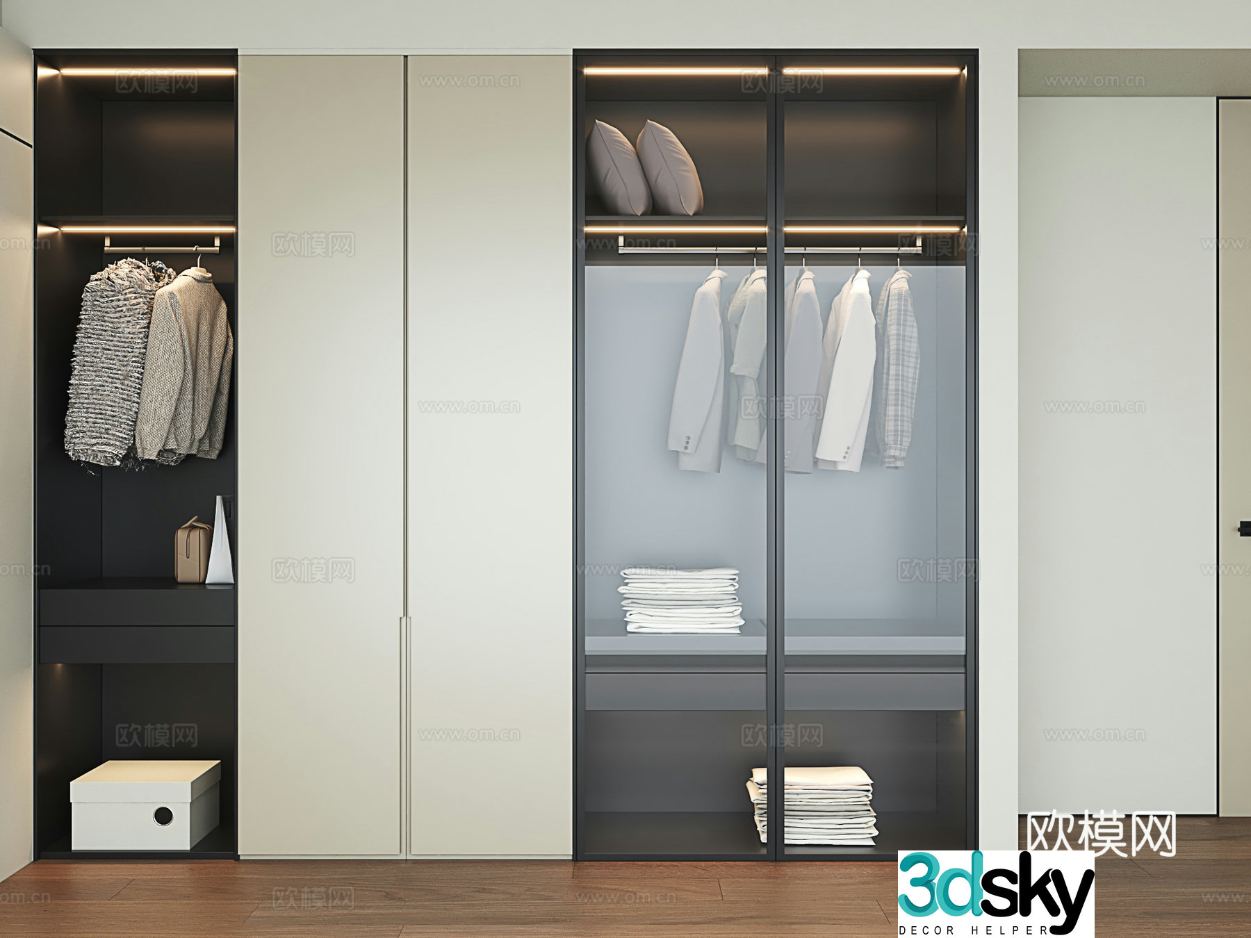 Modern wardrobe Simple wardrobe Glass wardrobe 3d model