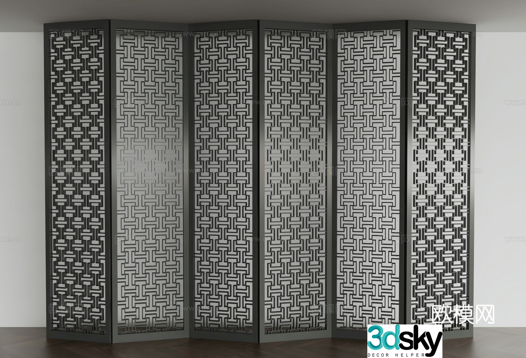 New Chinese-style screen partition 3D model
