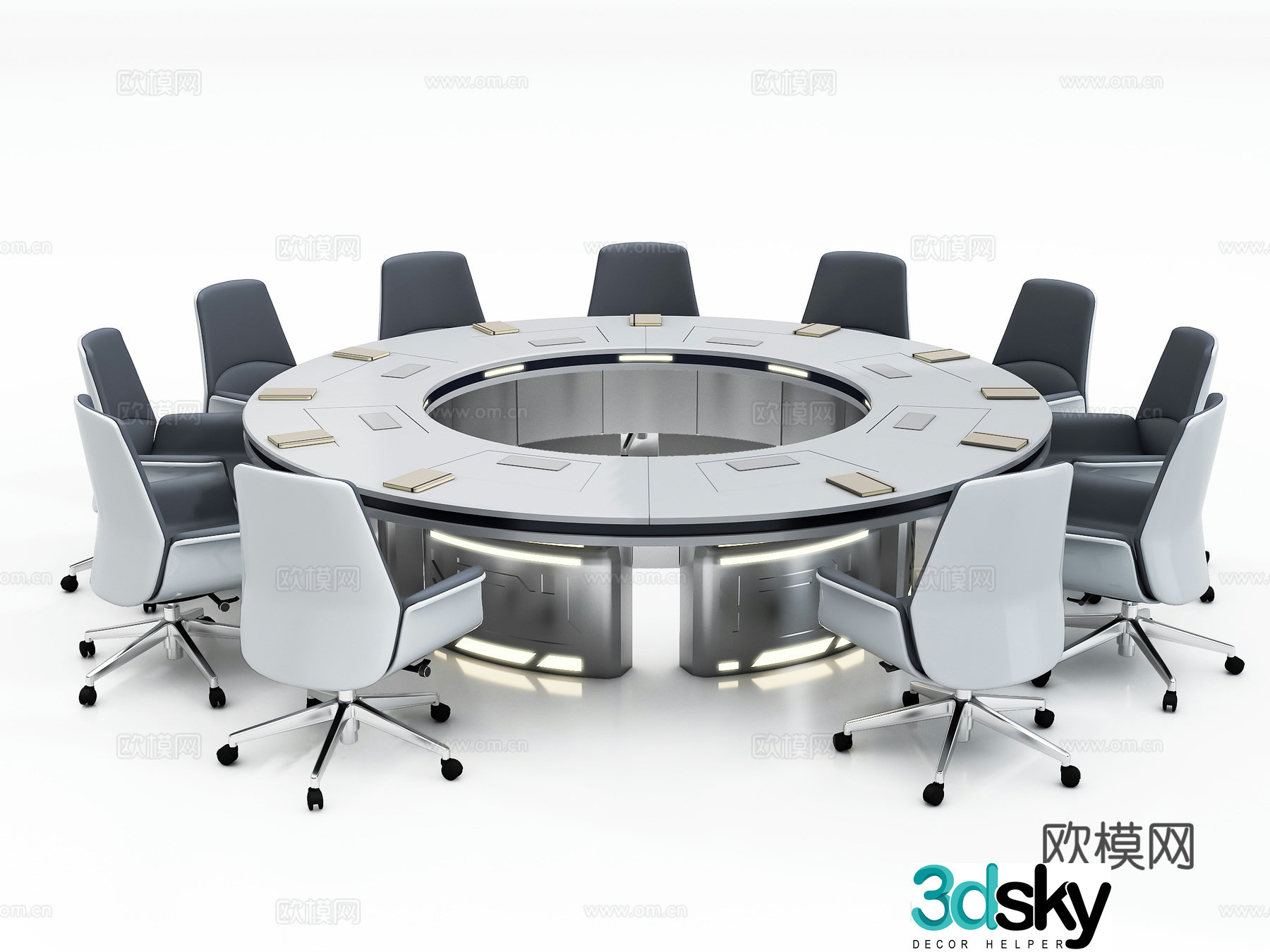 Modern circular conference table 3d model