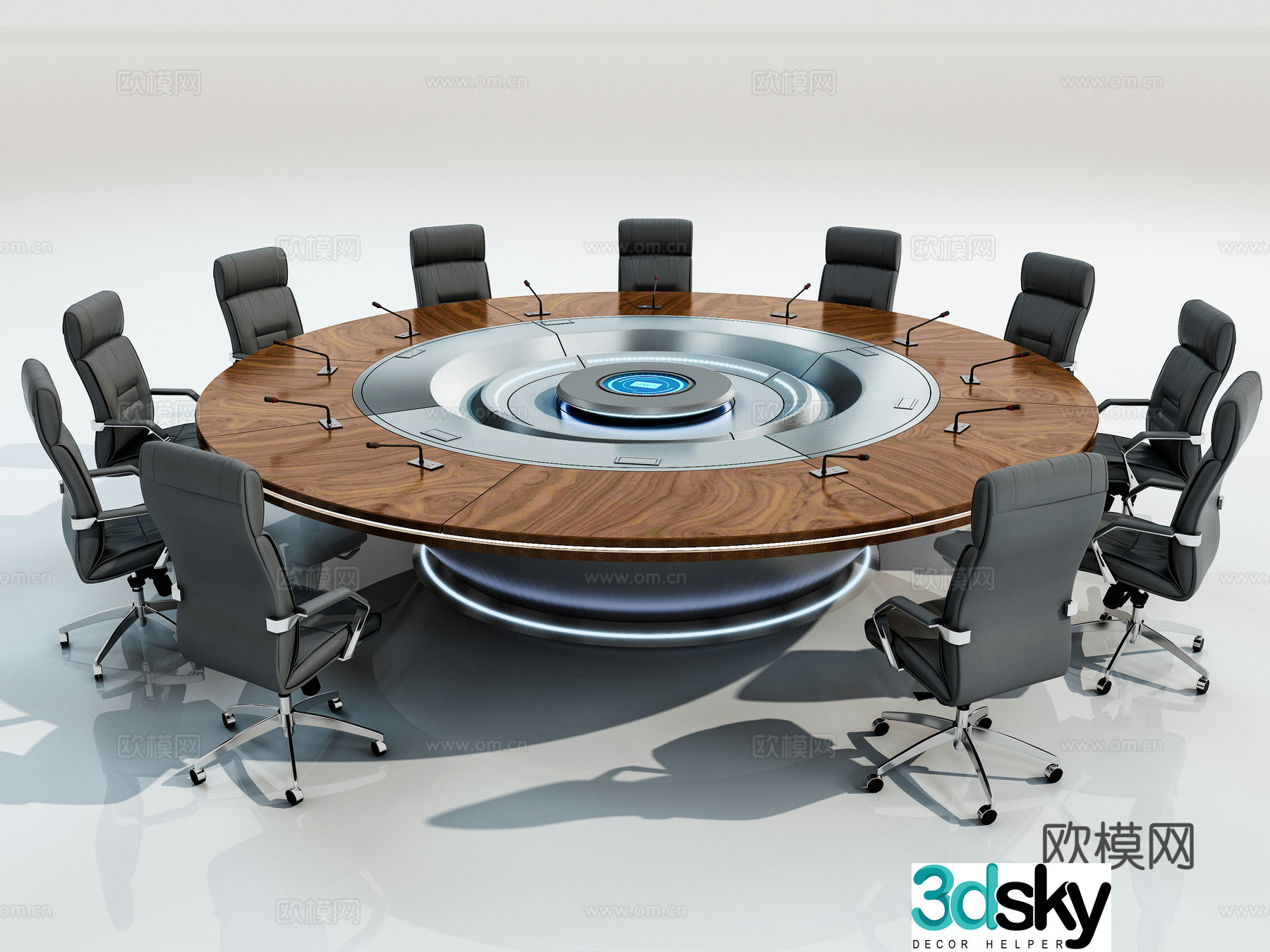 Modern circular conference table 3d model