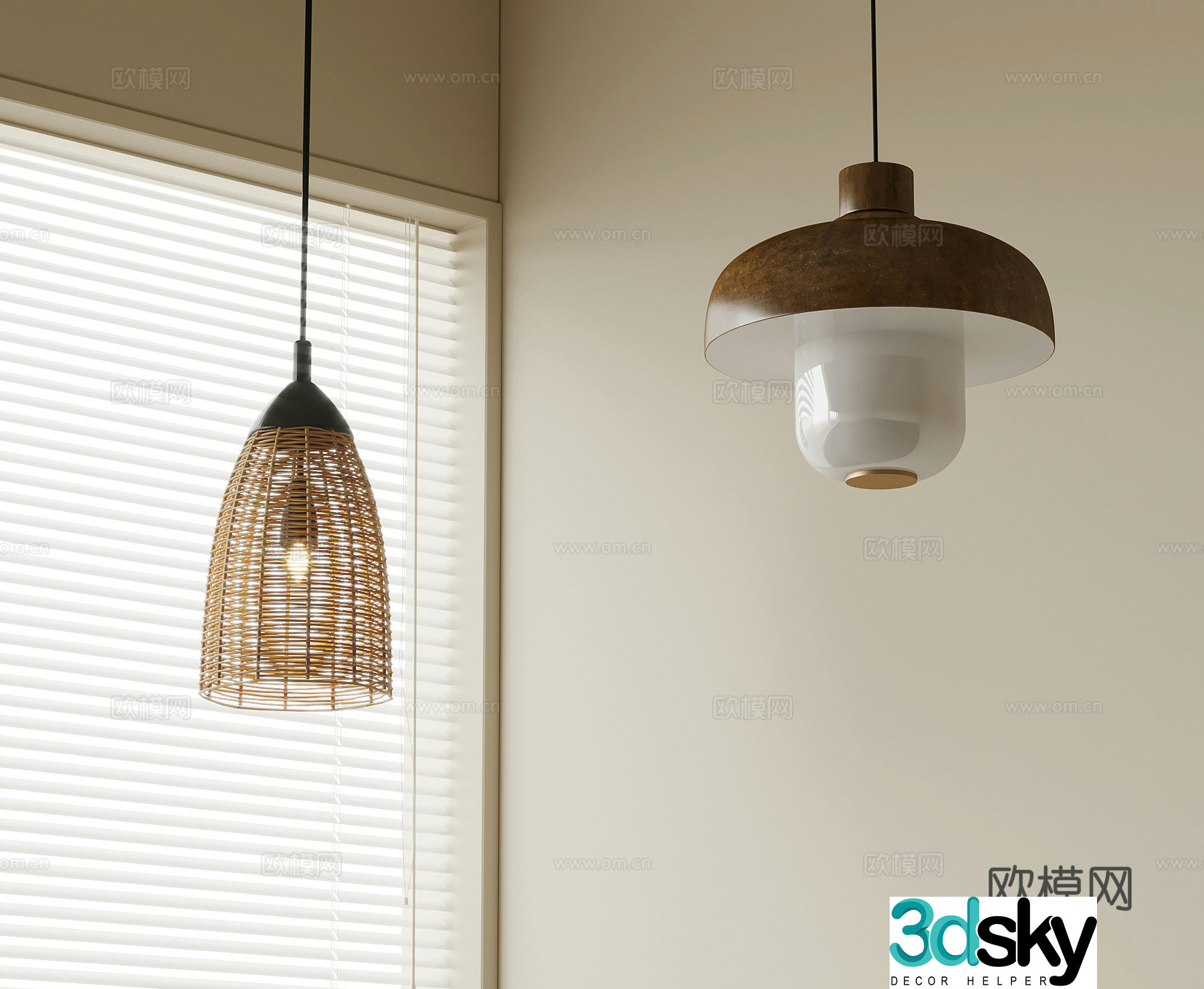24 small chandeliers Wasabi chandeliers Fishing Line Chandeliers Rattan chandeliers 3D model