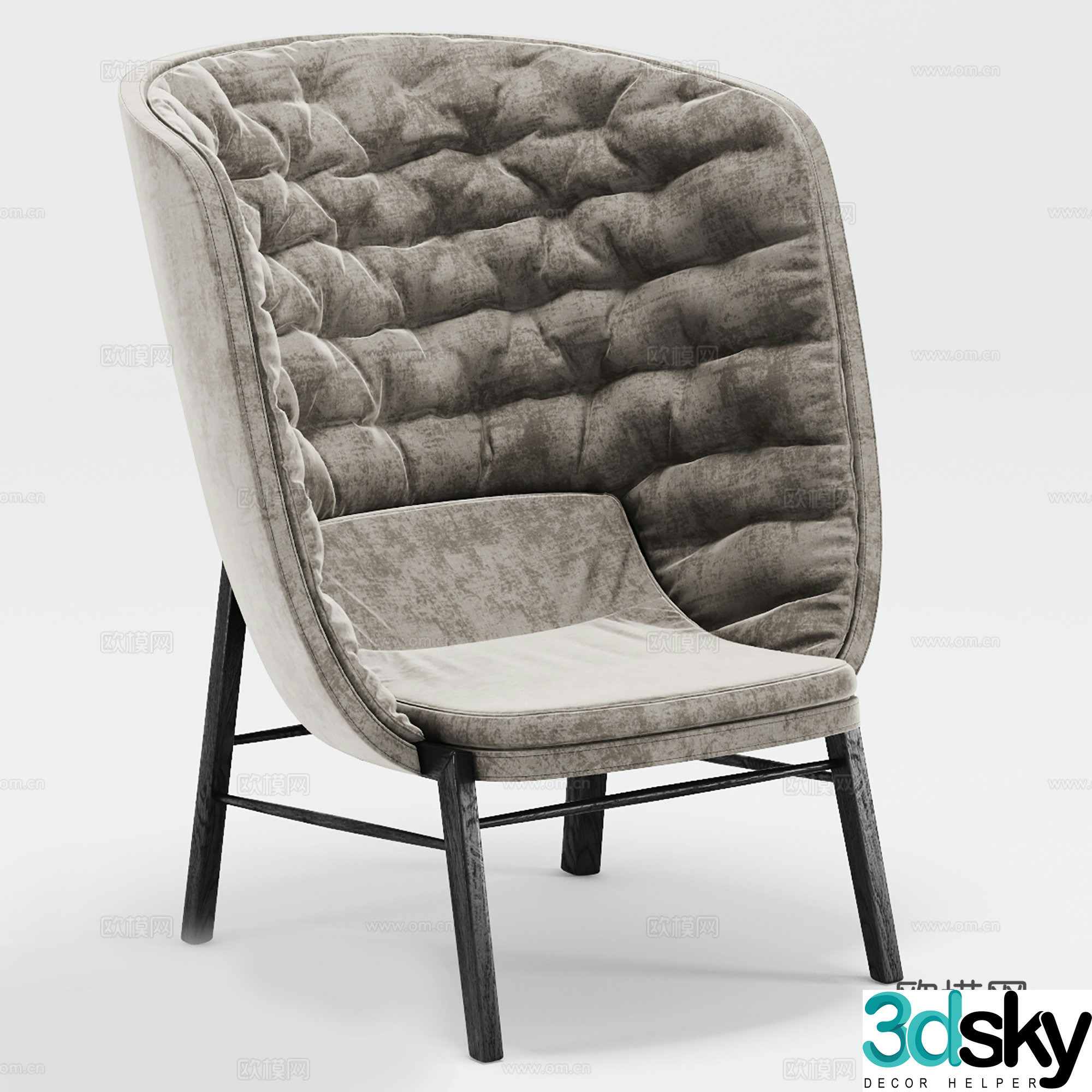 Simple European leisure chair cloth chair single chair 3d model