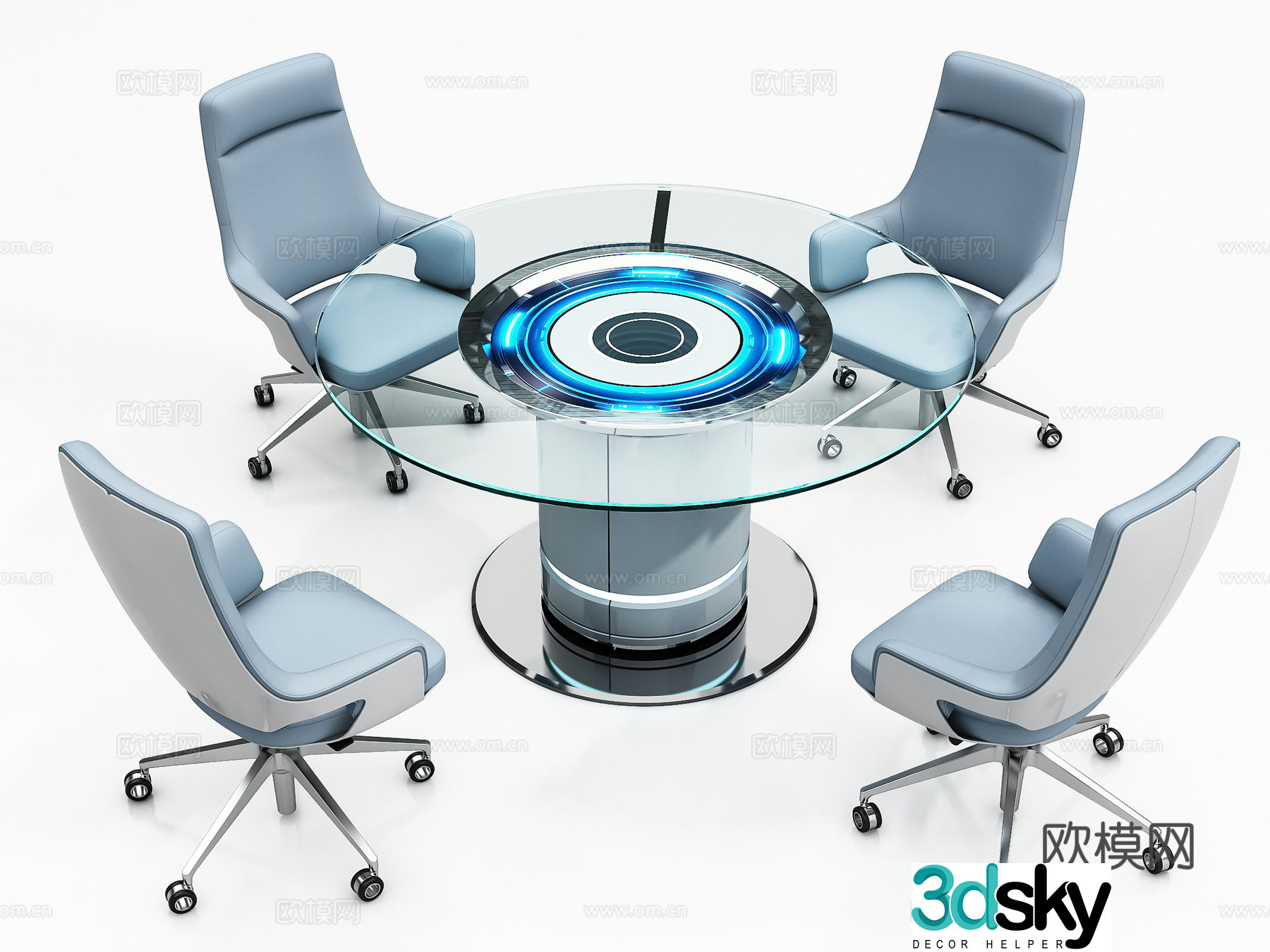 Modern circular conference table negotiation table 3d model