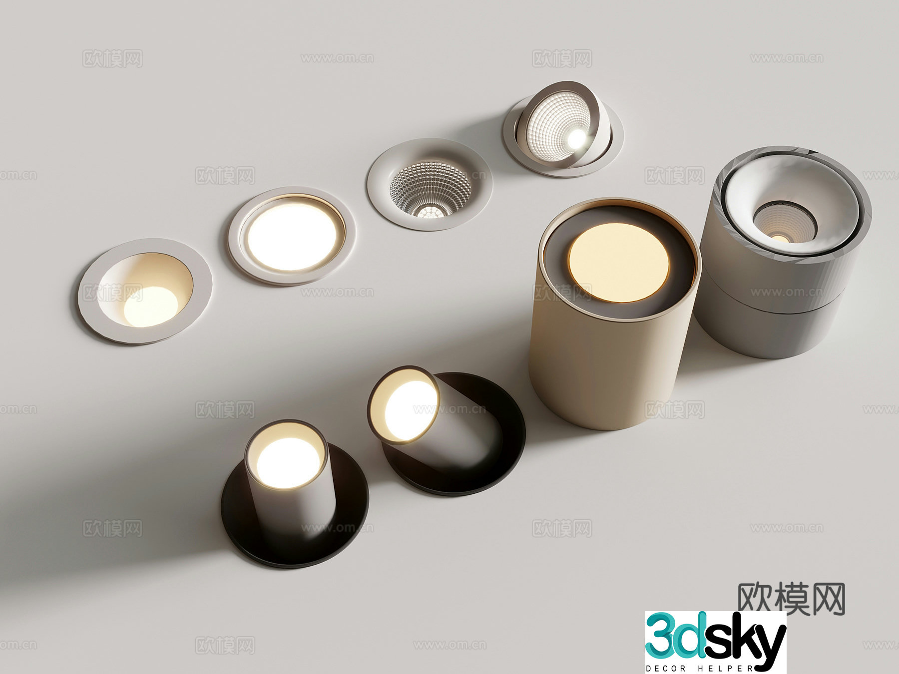 18 spotlights modern downlight spotlight 3d model