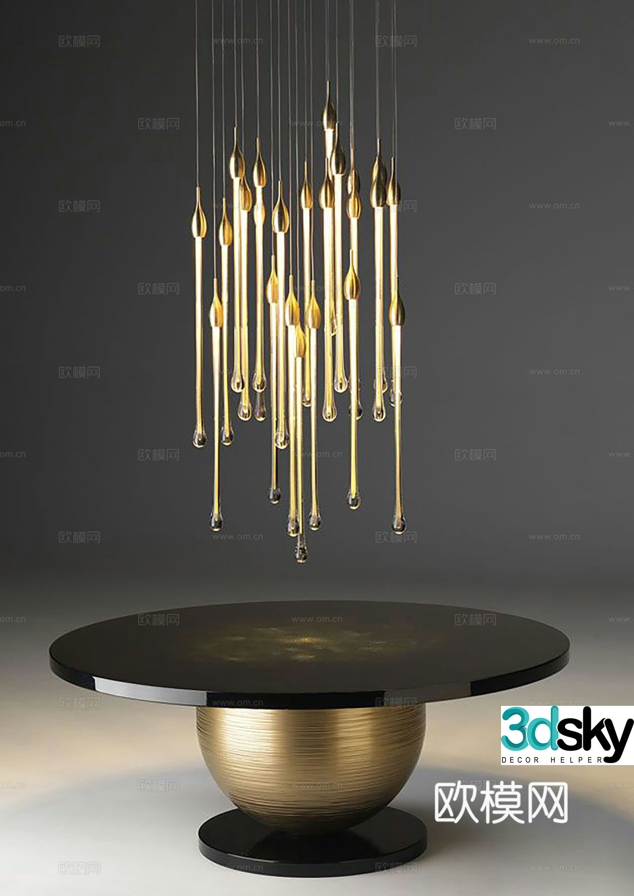 Modern light luxury chandeliers linear chandeliers chandeliers coffee table 3D model