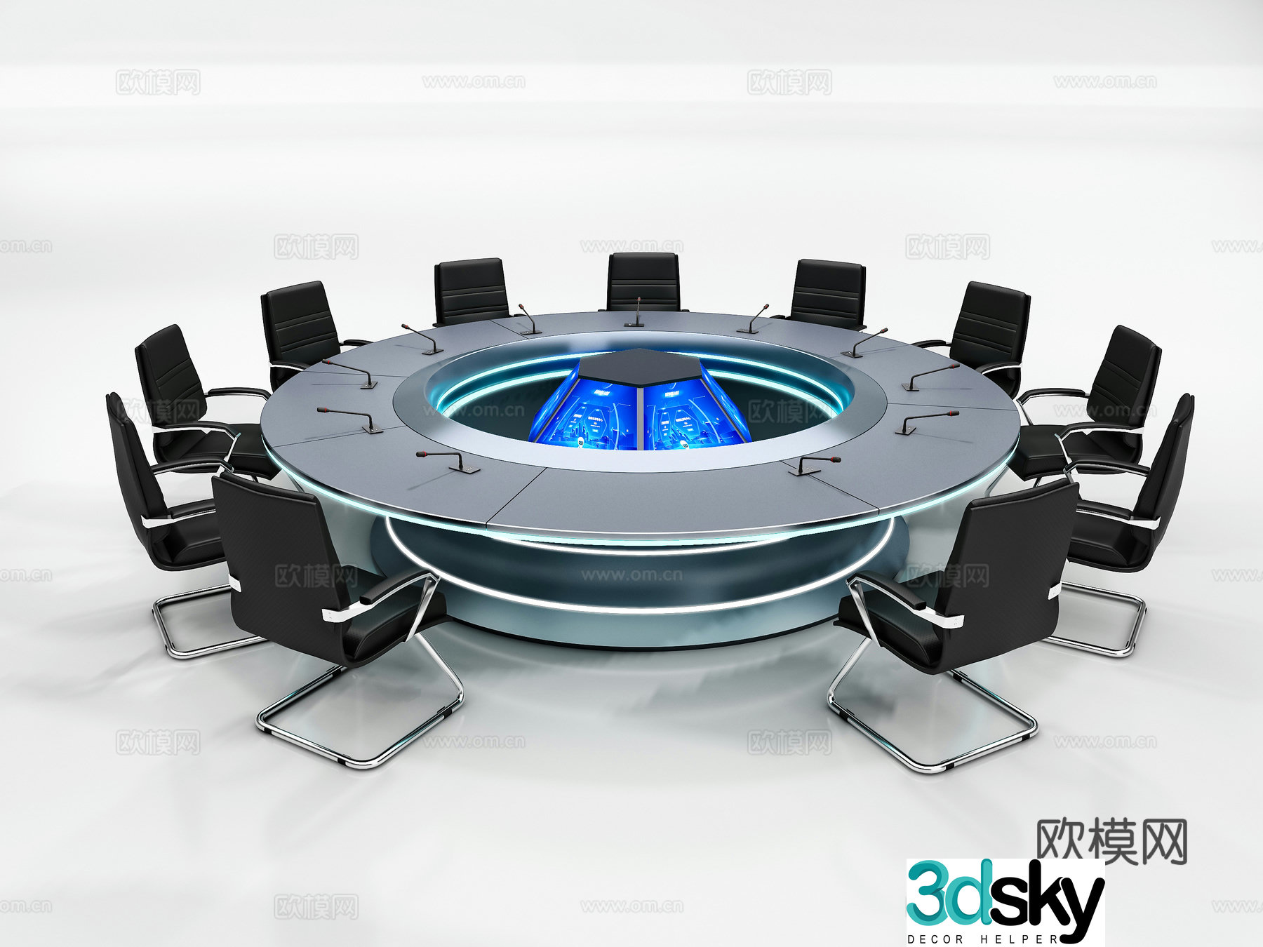 3D model of tech-sensing circular conference table