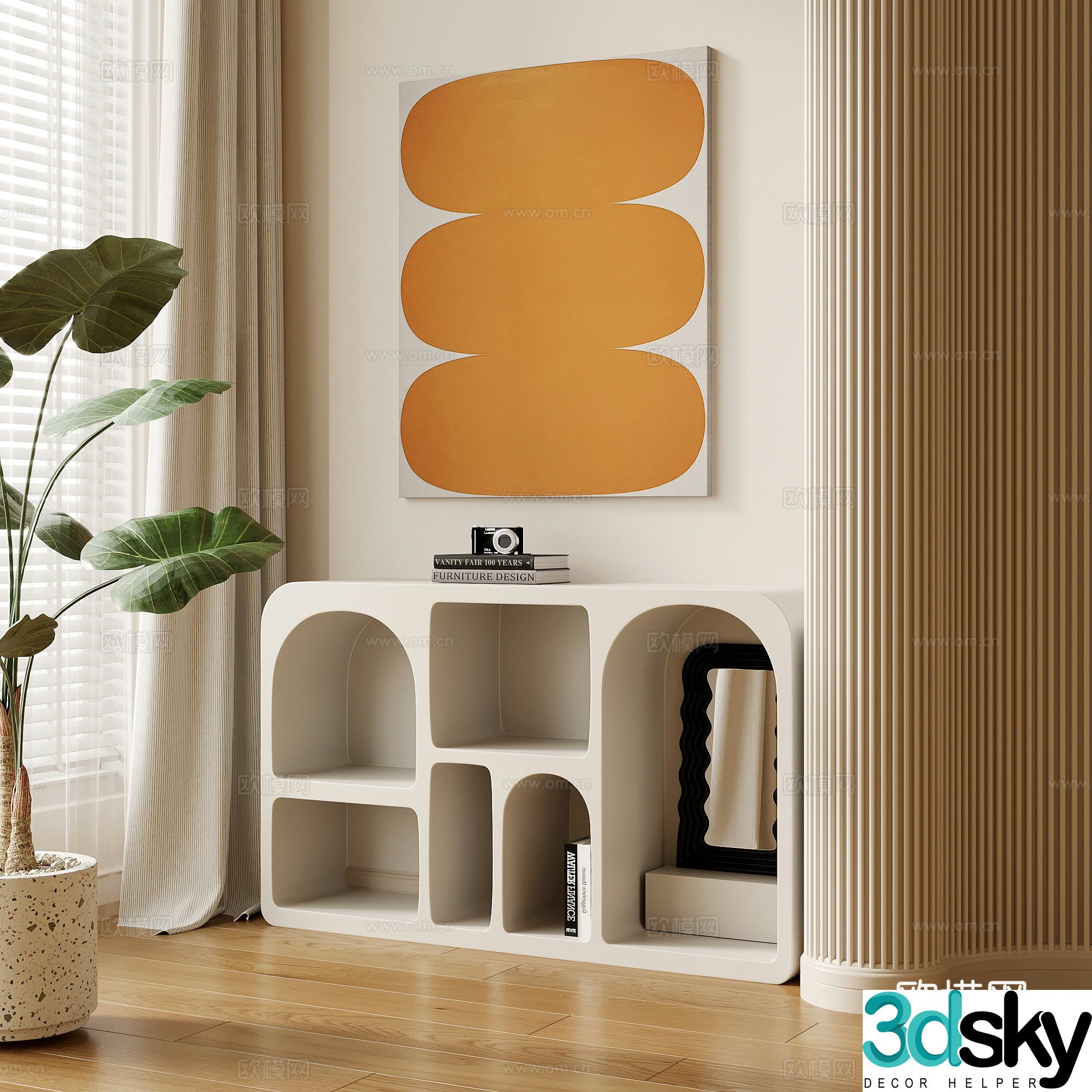 09 porch cabinet modern cream style porch cabinet floor cabinet decorative cabinet 3d model