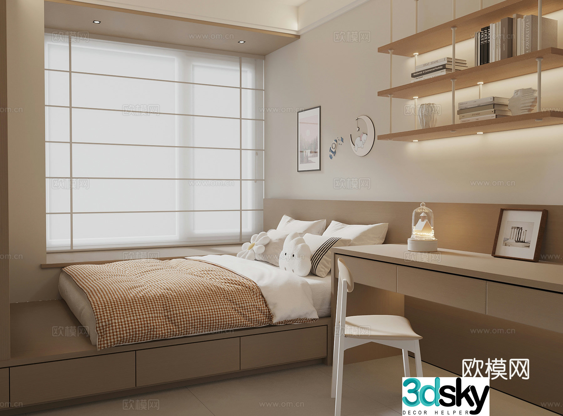 35 modern tatami bedroom children’s room 3d model