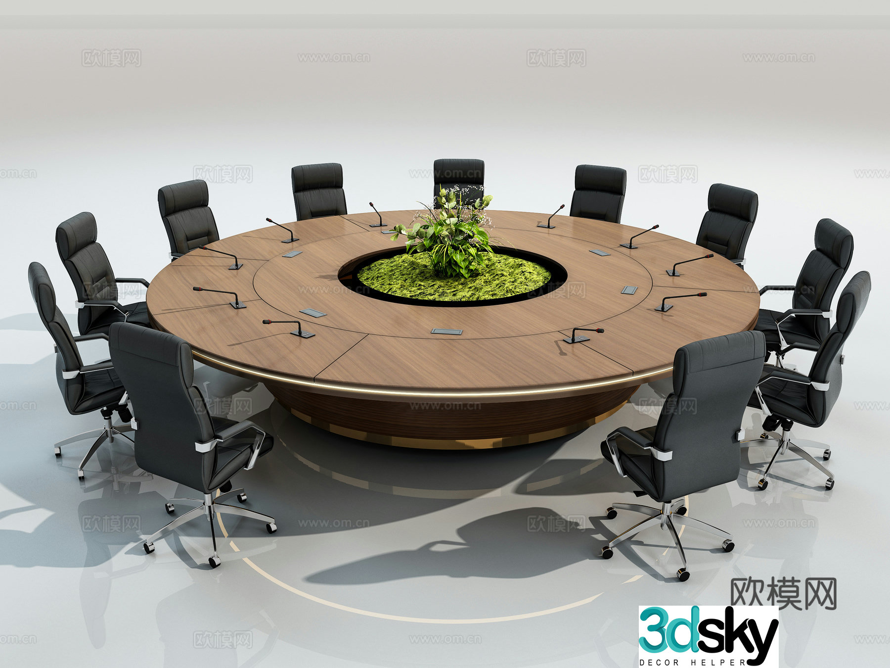 Modern circular conference table 3d model