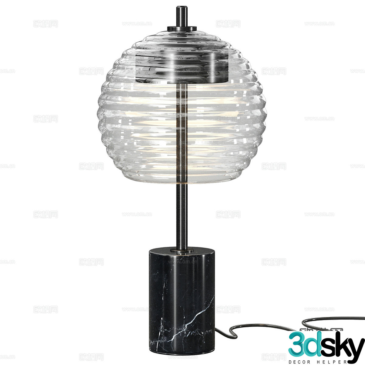 Modern Italian marble glass table lamp 3d model