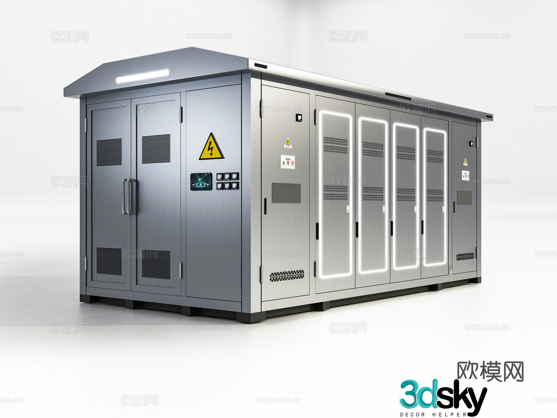 Modern box transformer, distribution cabinet, electrical box, photovoltaic box transformer, box type transformer room 3D model