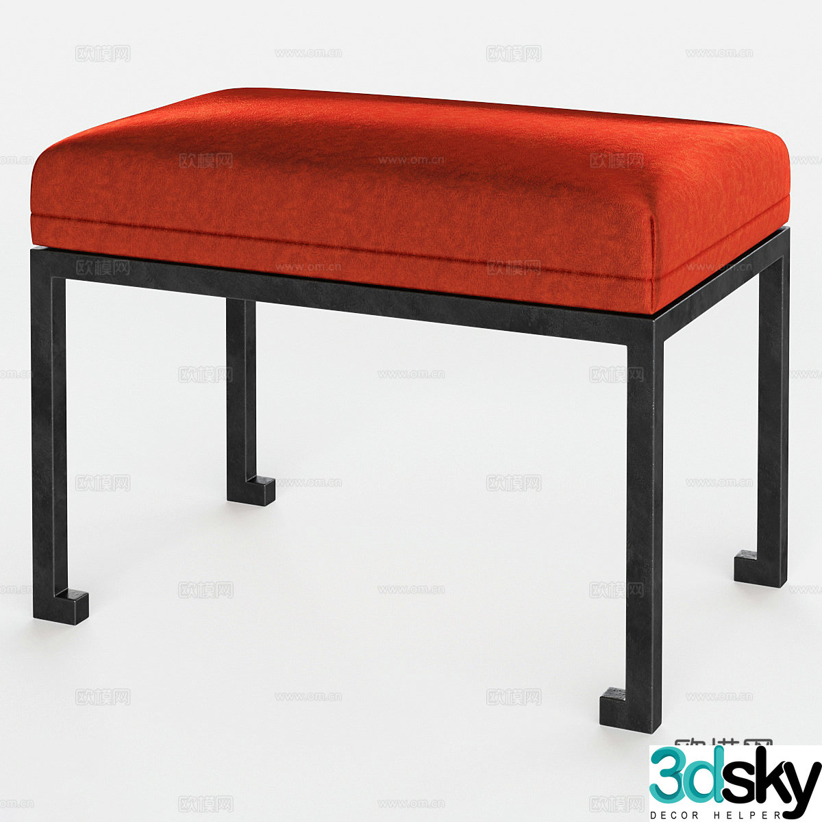 New Chinese style fabric stool 3D model