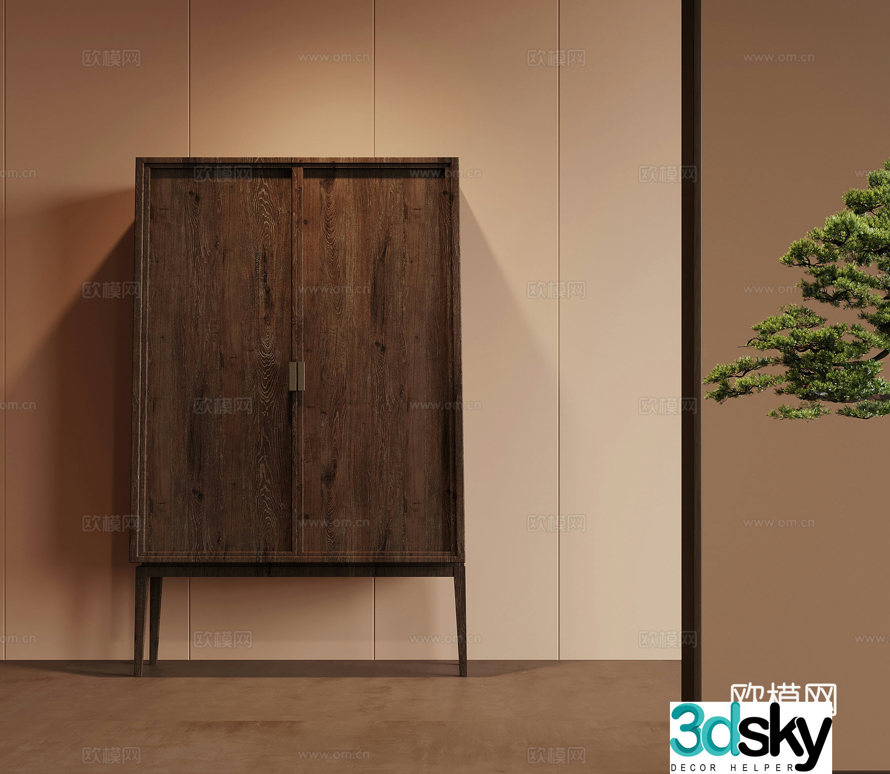 09 Storage Locker New Chinese style Storage Locker Side Locker Floor Locker 3D Model