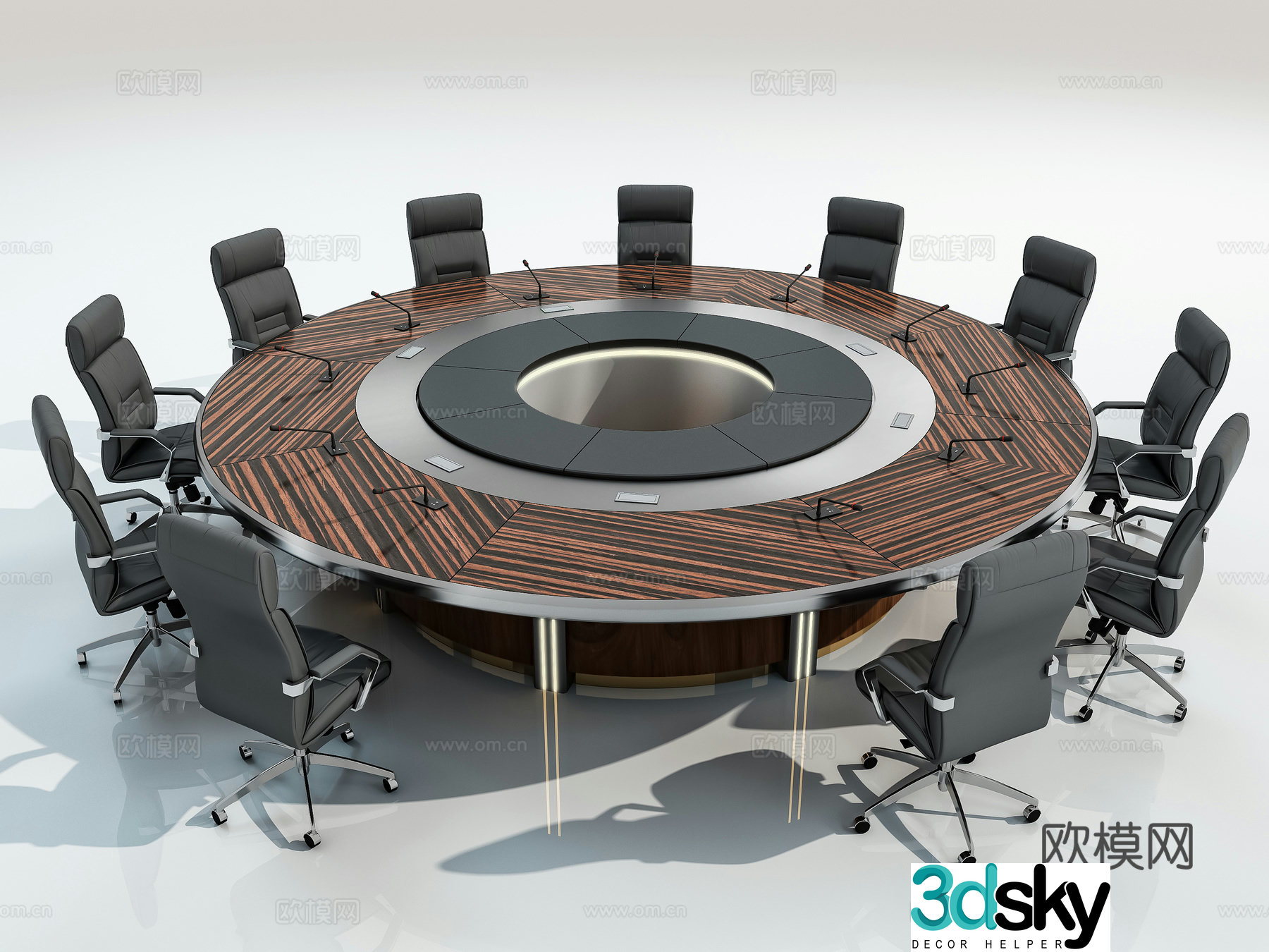 Modern circular conference table 3d model