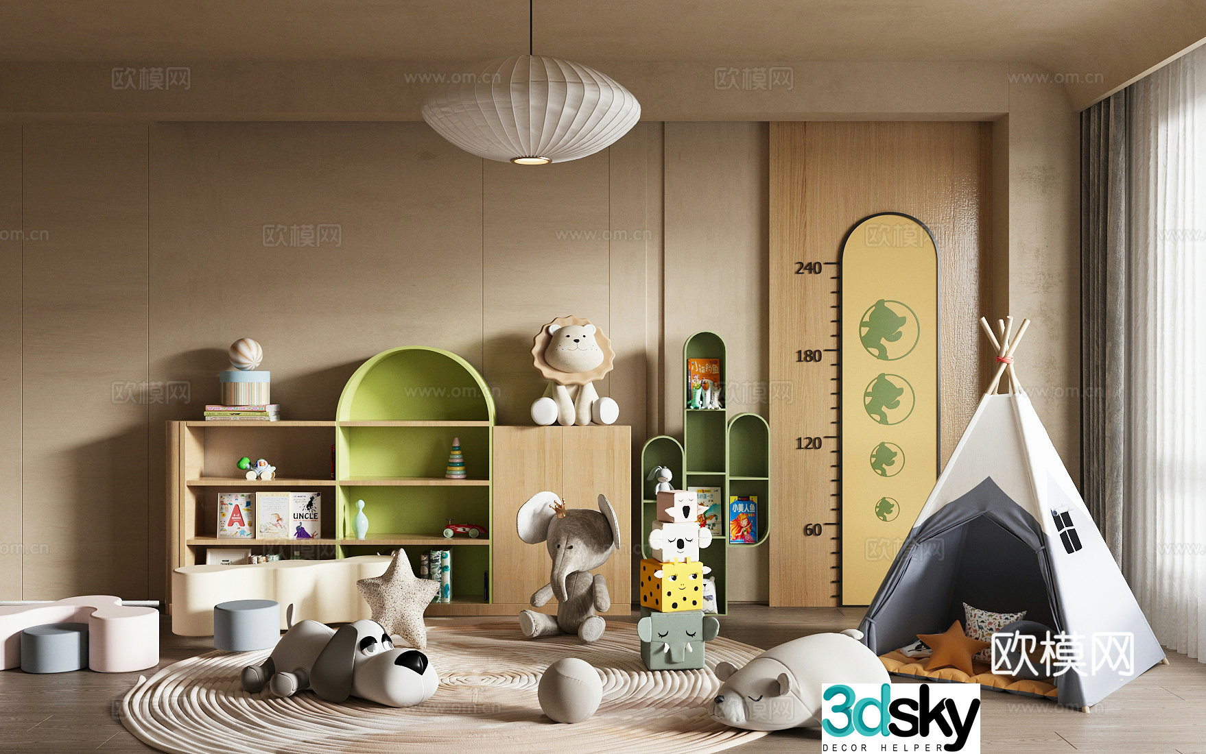 Modern children’s entertainment room Toy room Children’s room Toy doll combination Children’s bookcase 3D model