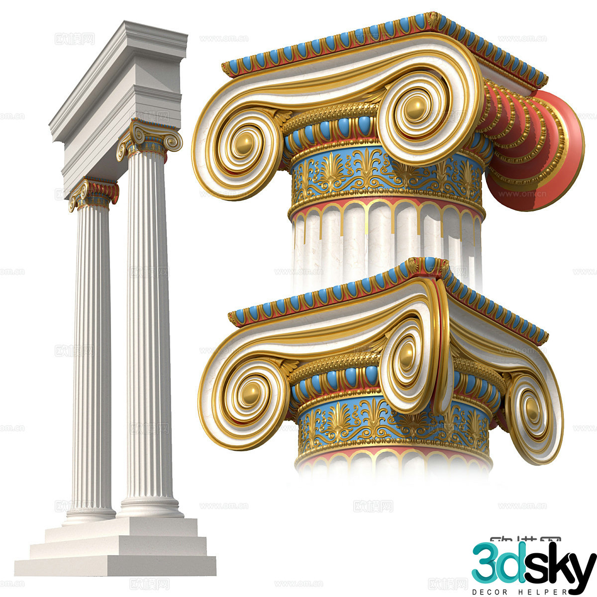 French Ioni Column Roman Column 3D Model