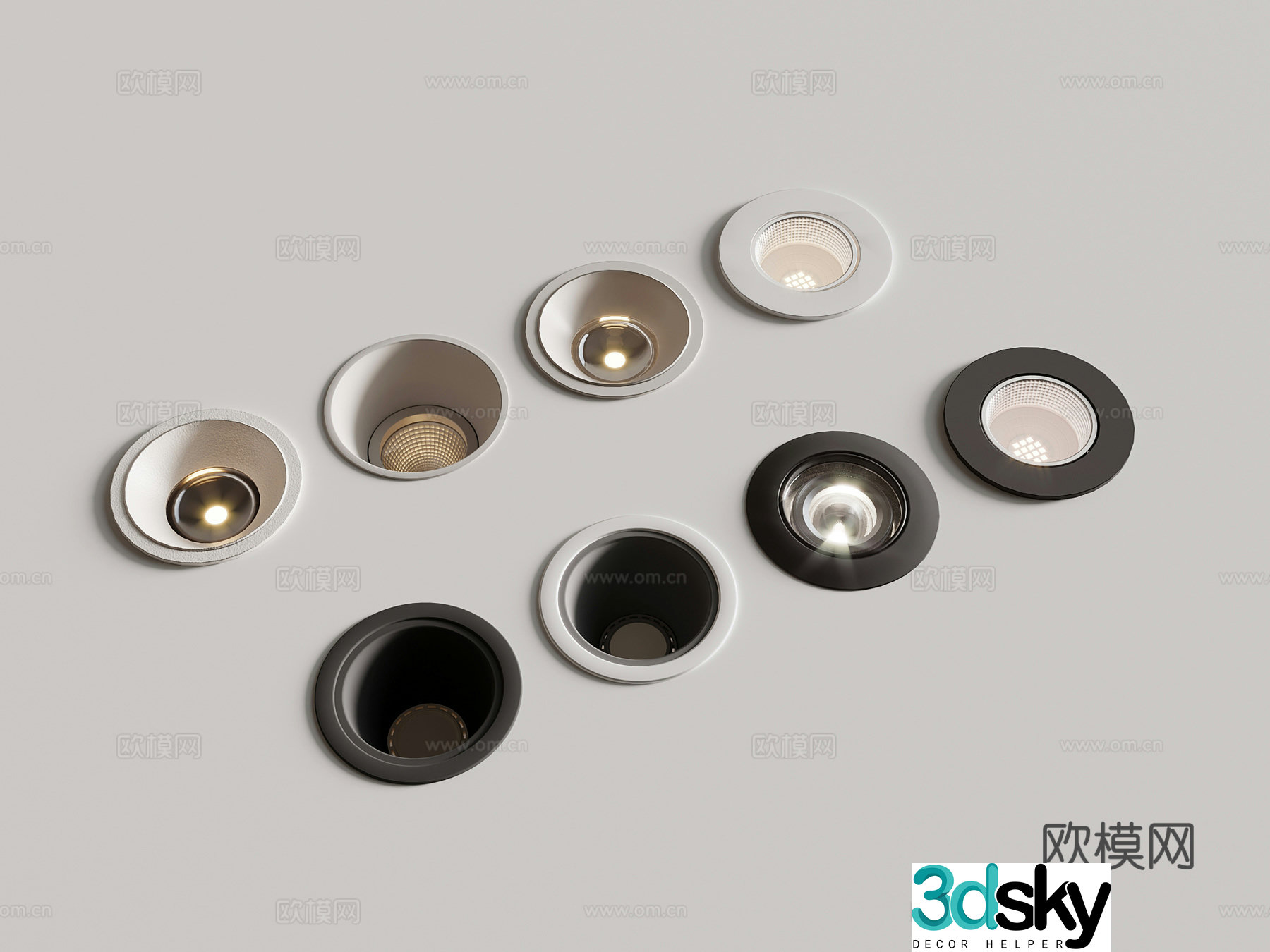 17 spotlights modern downlight spotlight 3d model