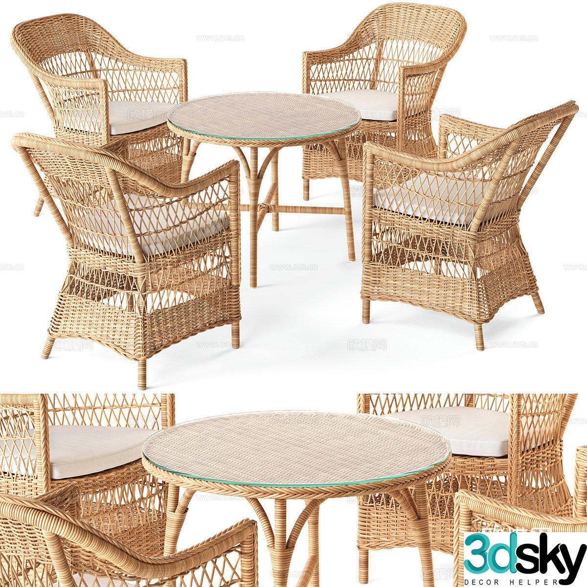 New Chinese style outdoor leisure table and chair 3D model