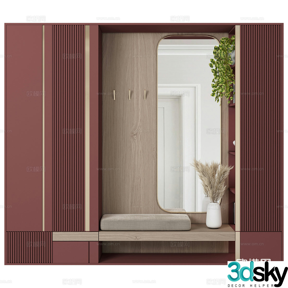 Modern Italian minimalist shoe cabinet 3D model
