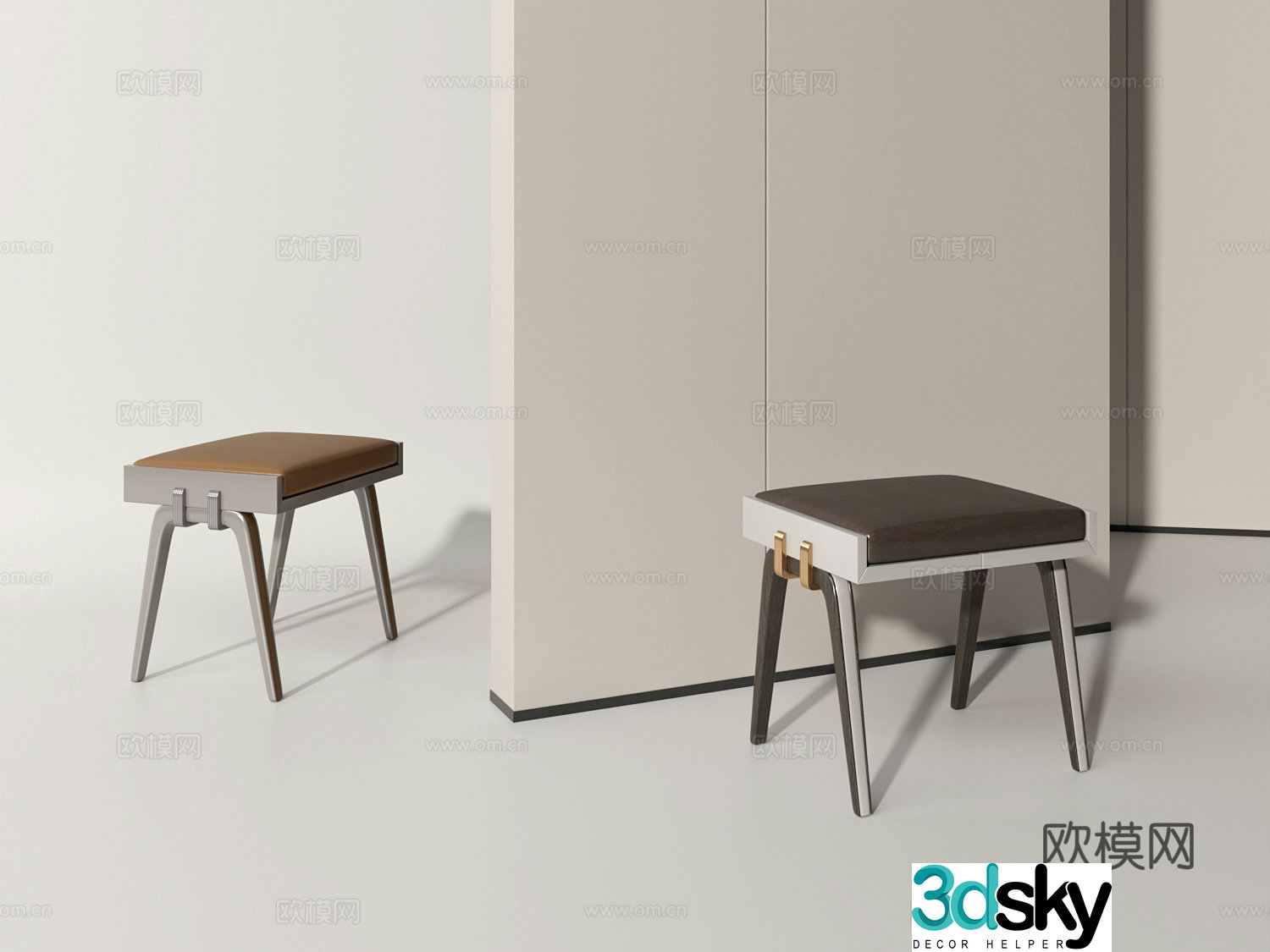 Modern stool light luxury stool 3d model