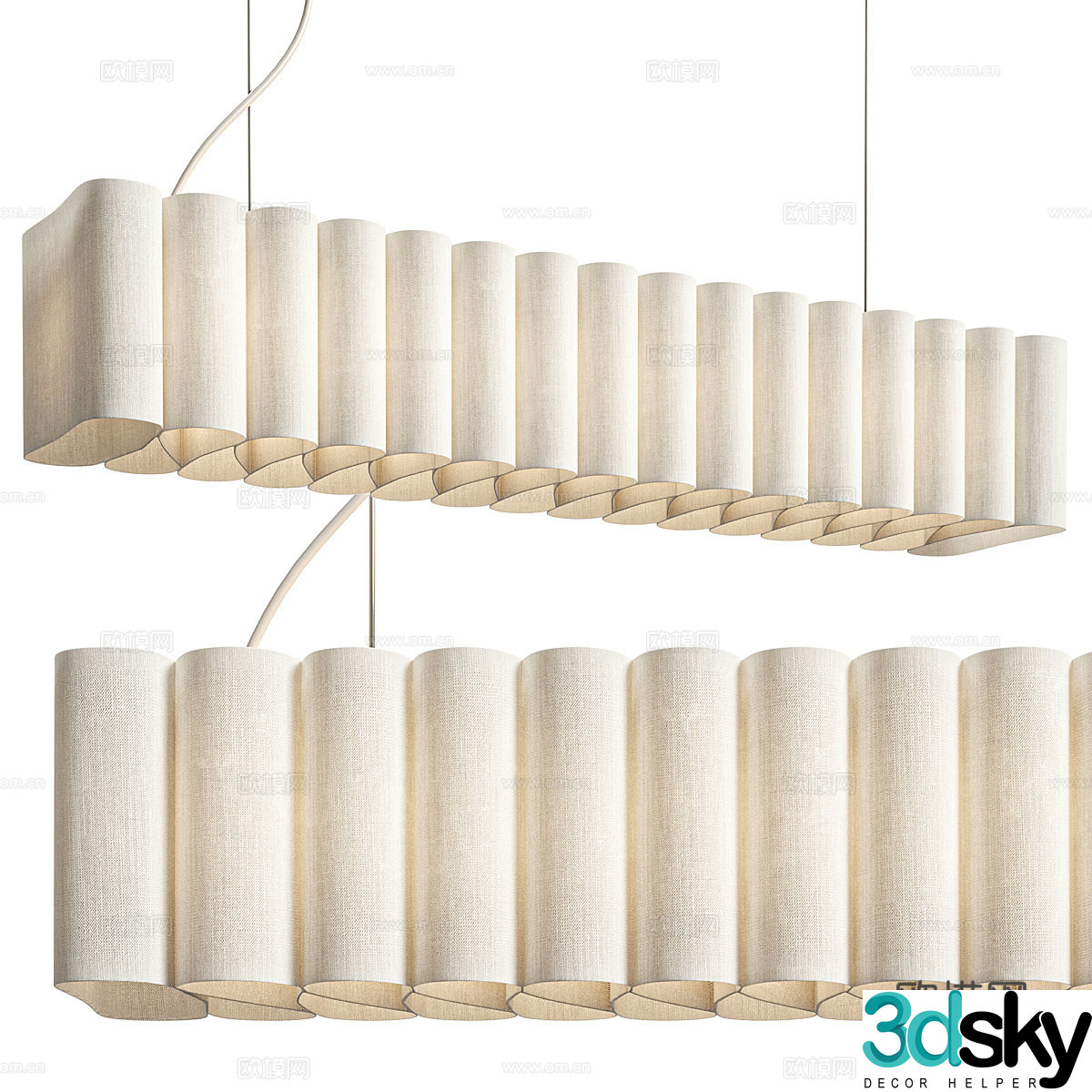 Modern Italian long strip paper decorative chandelier 3d model